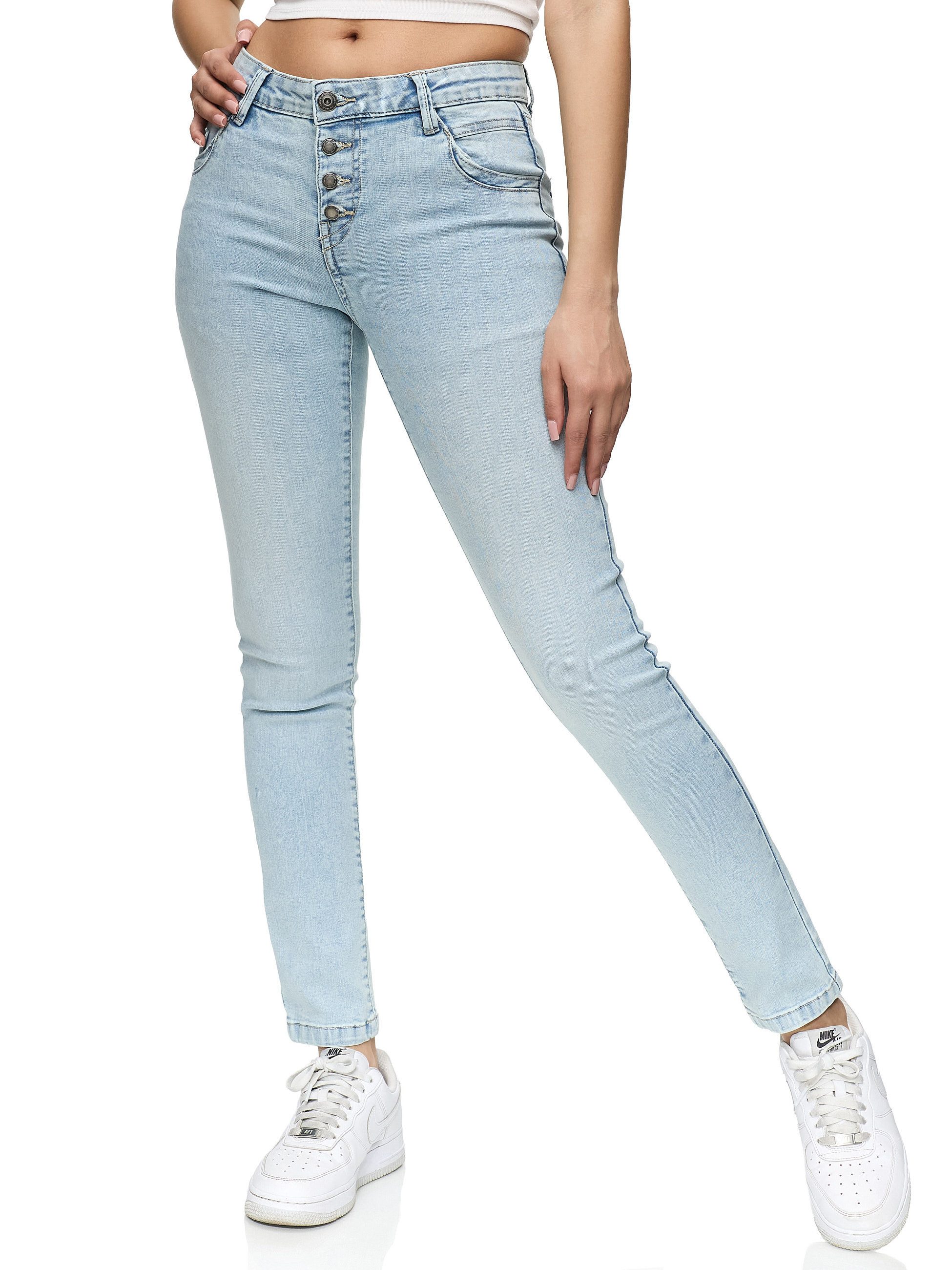 REPUBLIX Stretch-Jeans ISLA Damen Knopf Mid Waist Stretch Denim Jeans