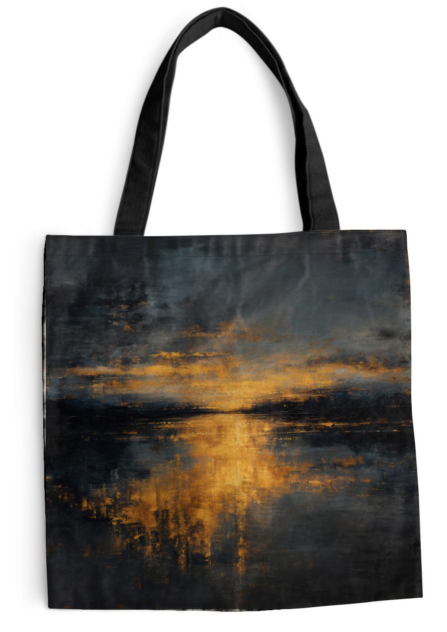 MuchoWow Shopper Goldene Reflexion auf dem Wasser, Handtasche, Damen und Herren, Schultertasche, Umhängetasche, Tote Bag
