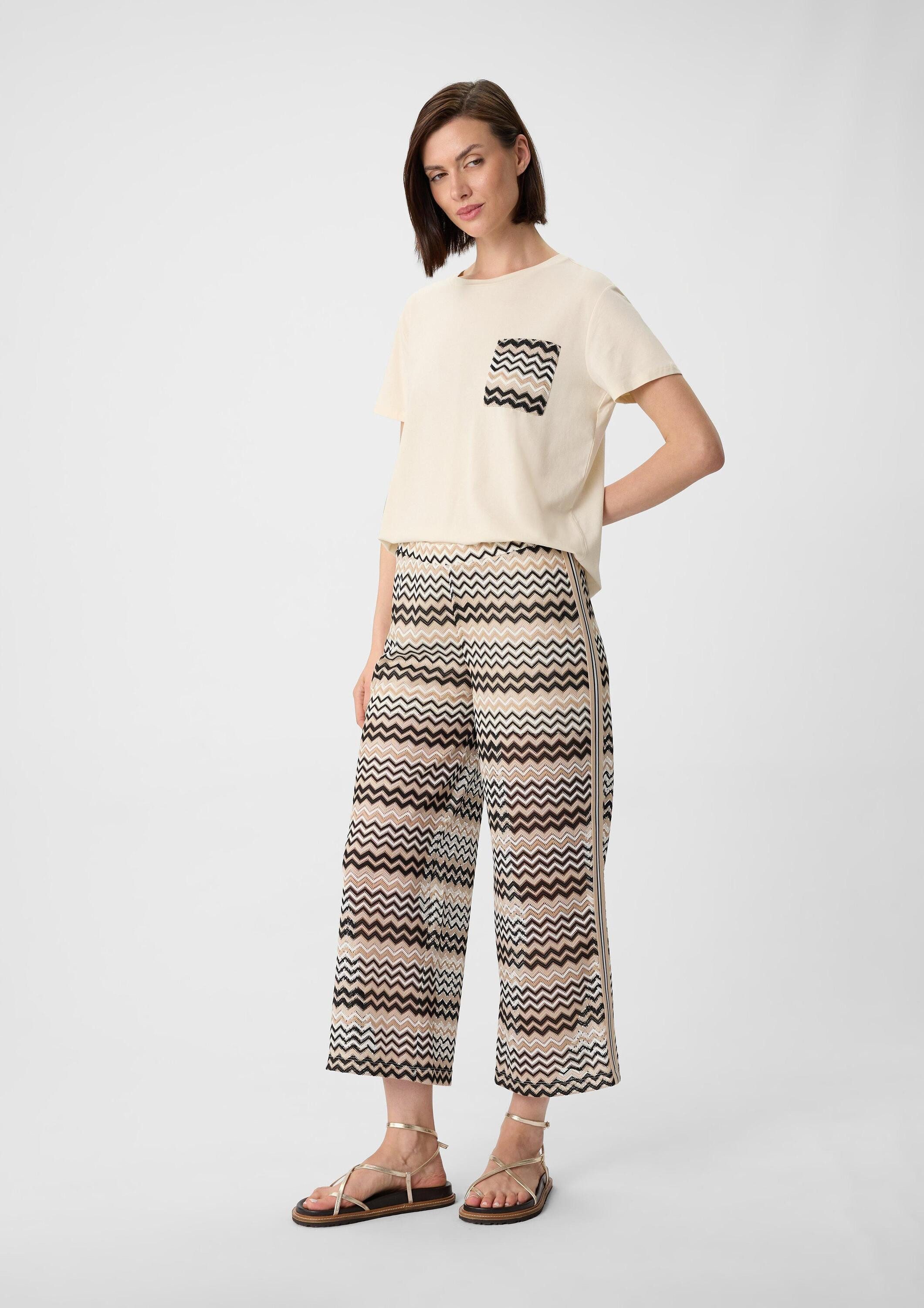 comma Culotte Hose Strickjersey-Culotte mit Zick-Zack-Ajourmuster günstig online kaufen