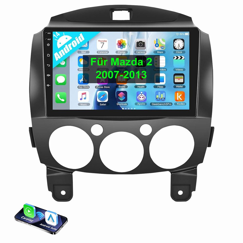 Android 14 Autoradio Für Mazda 2 2007-2013 Autoradio