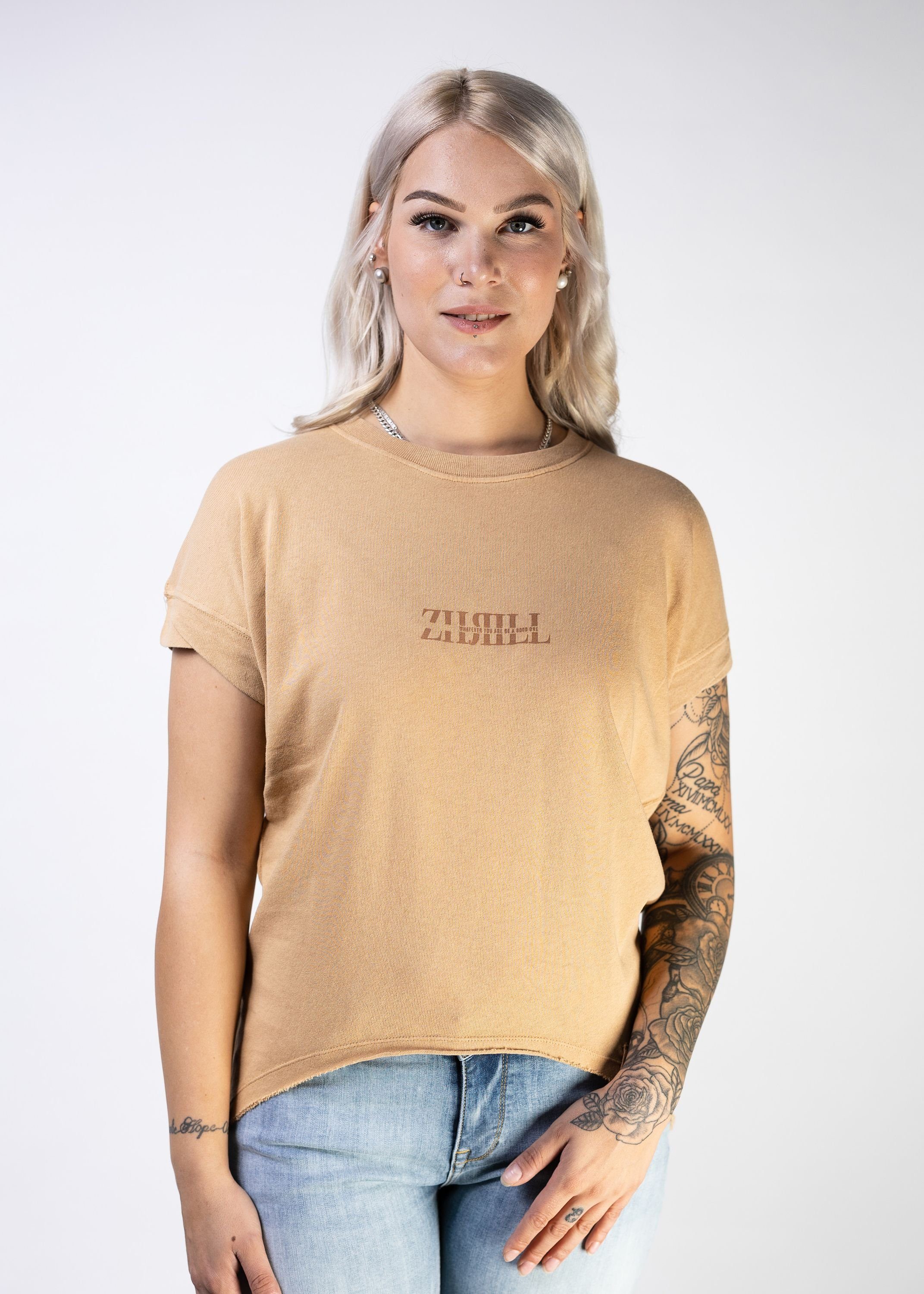 (0-tlg) T-Shirt Zhrill RAHEL Brown Longshirt