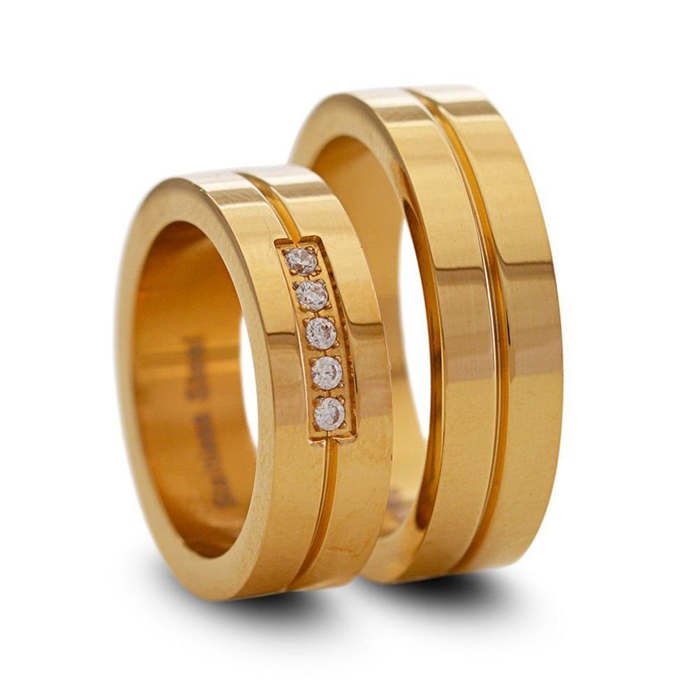 Vivance Partnerring "Classics" vergoldeter moderner Partnerring aus Edelstahl