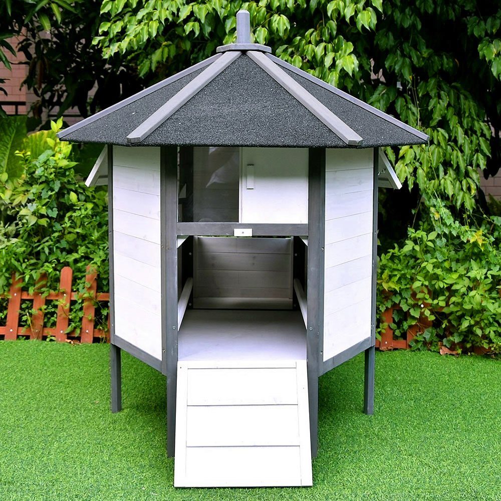 Mucola Kleintierkäfig Gefügelstall Hühnerhaus XXL 6-Ecken Freigehege Kleintierstall, für 5-8 Hühner