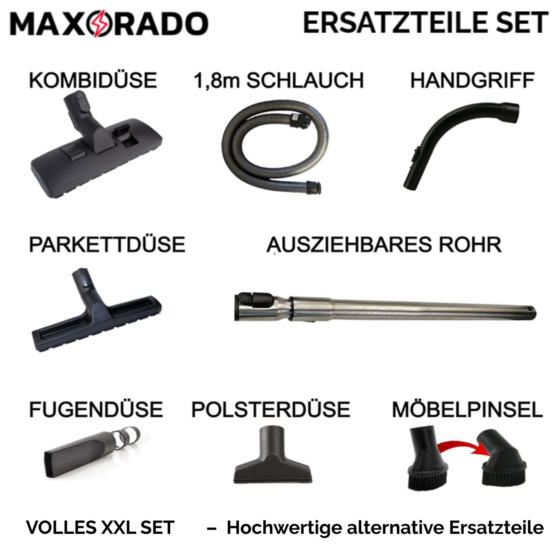 Maxorado Staubsaugerdüsen-Set Düse Rohr Griff Schlauch für Miele C3 S8340 S8430 S8520 S8710 S 8, Zubehör für 7863555, Miele Compact C2, Miele Complete C3, Miele – Bild 3 von 5