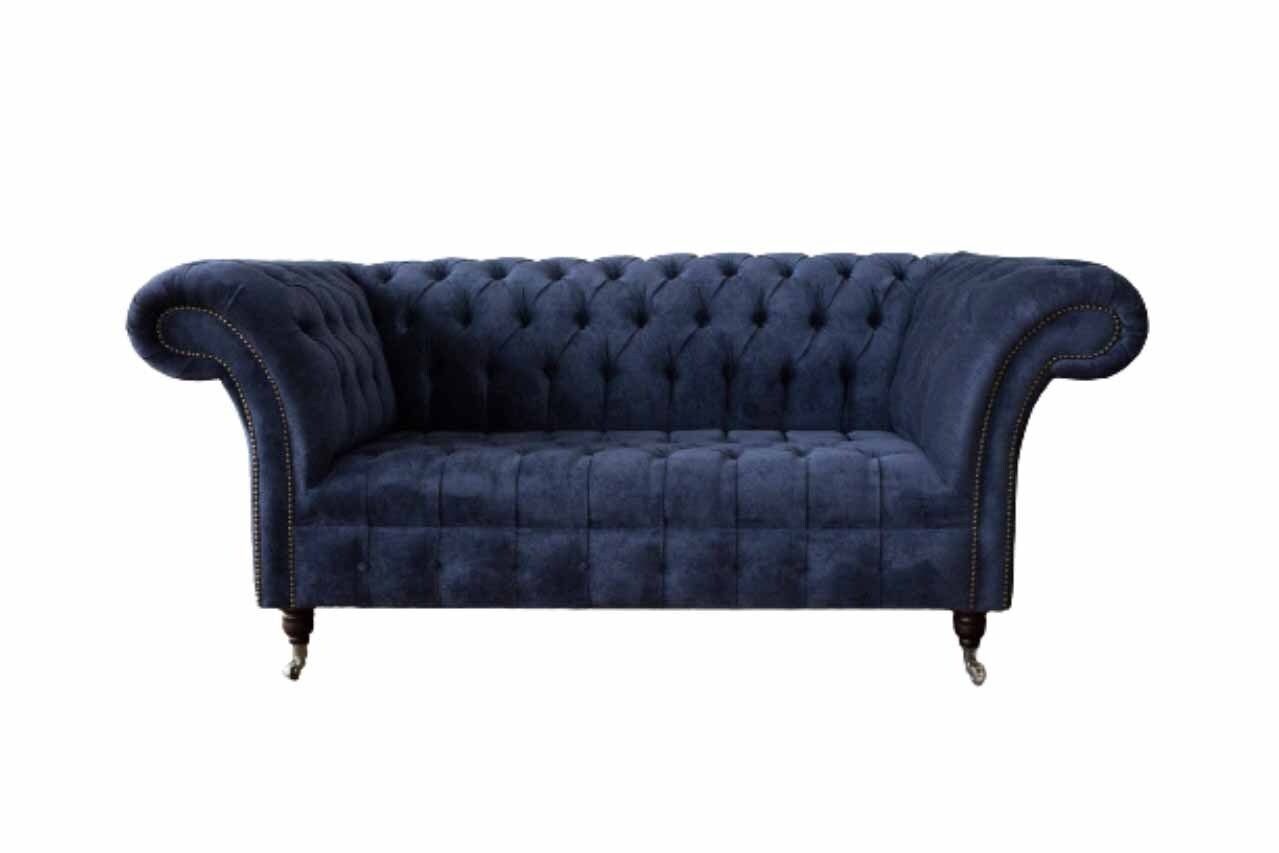 JVmoebel Sofa Chesterfield Design Sofa Couch 2 Sitzer Polster Blau Sofas Couchen Neu, Made In Europe