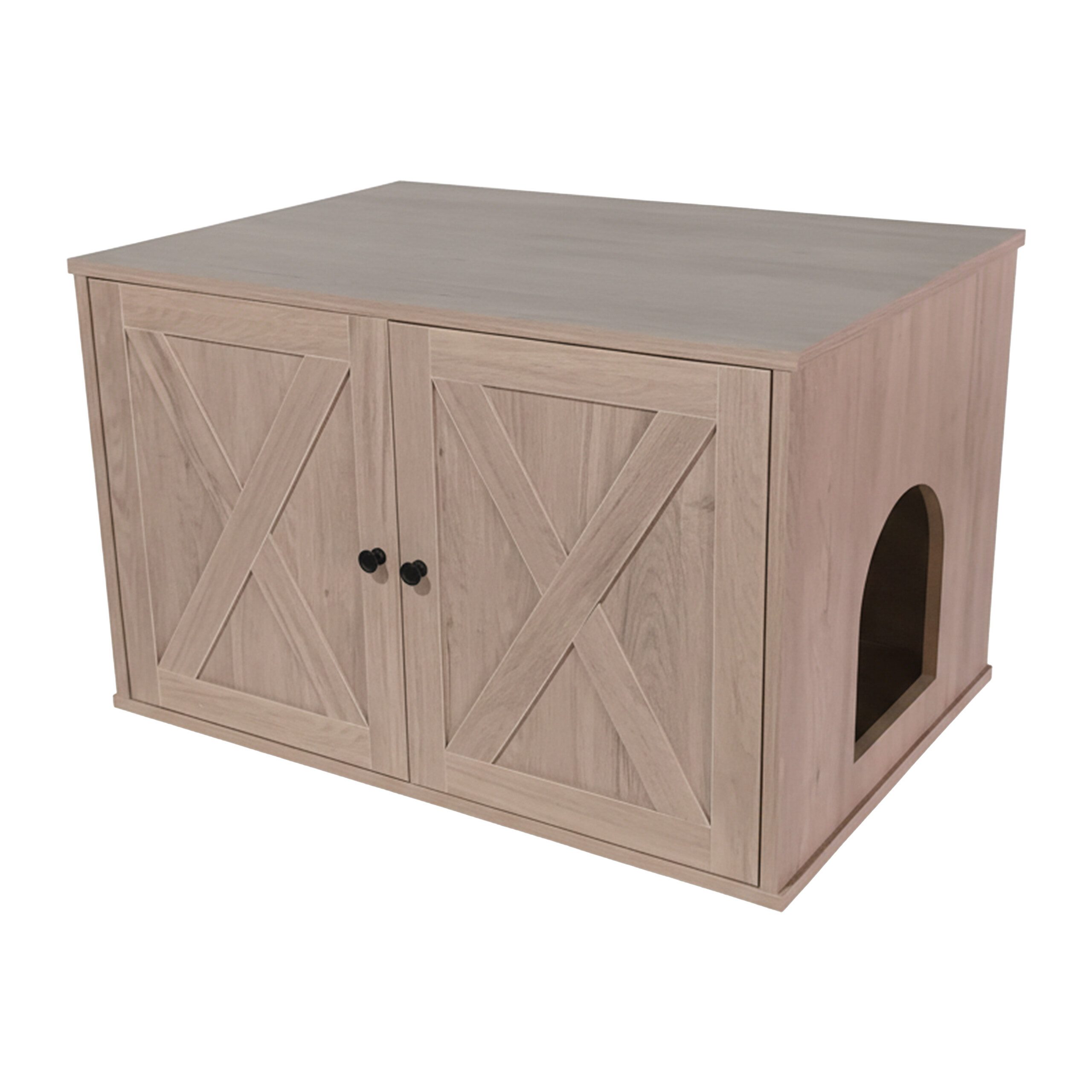 relaxdays Indoorhütte Katzenschrank für Katzenklo, Hellgrau
