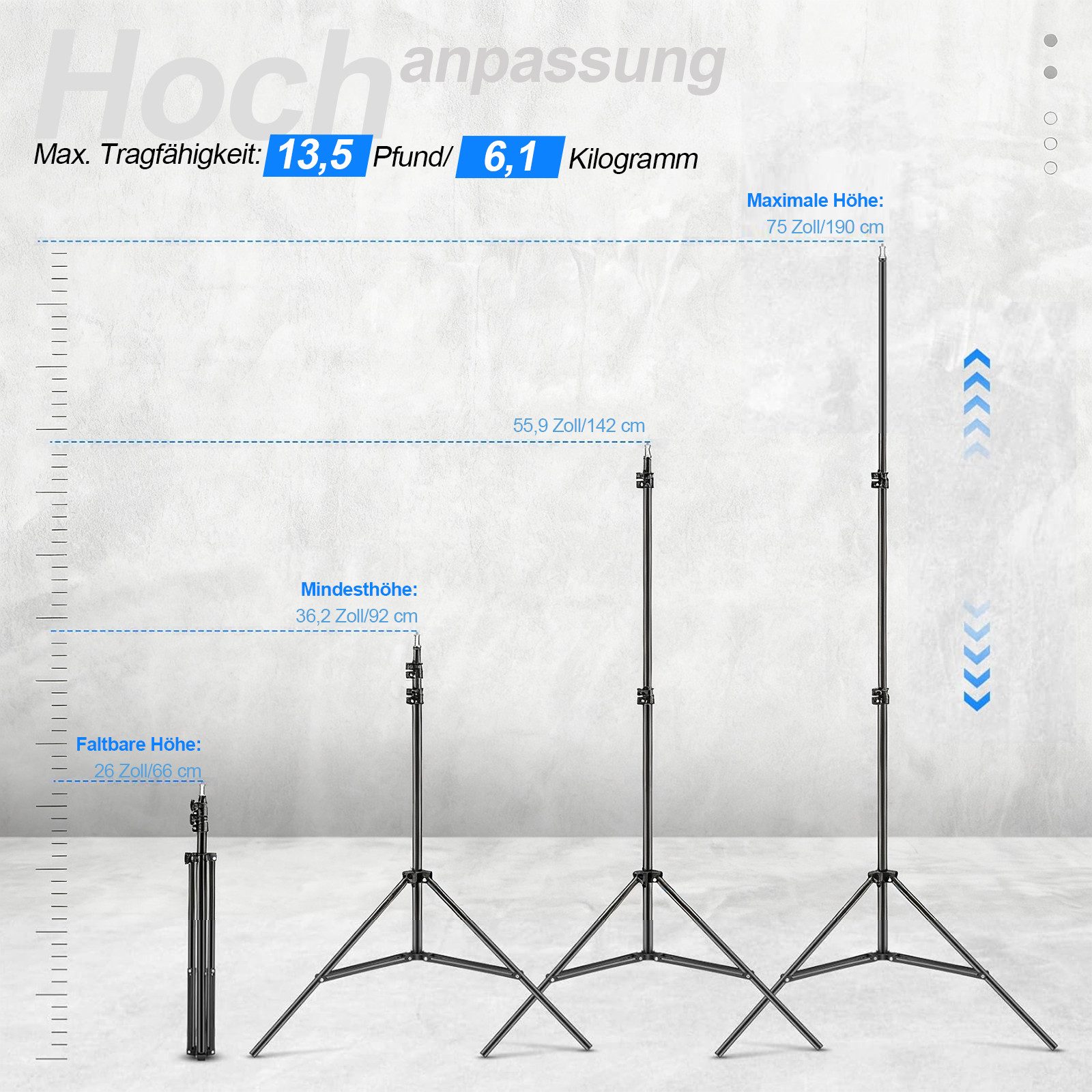 Neewer ST-190 2er-Pack 190 cm Aluminium-Stativständer, für Studio Kits Lampenstativ (Höhenverstellbar von 66 bis 190 cm, für Fotografie Lichter Softboxen)