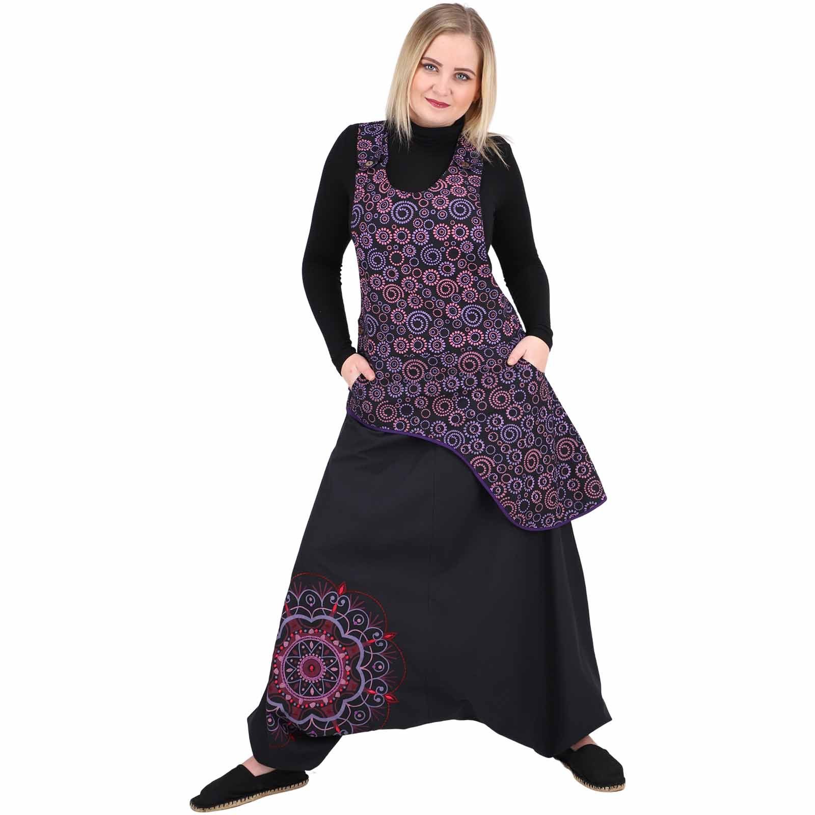 KUNST UND Overall Lila 70er Haremshose Haremshose Boho Style Schwarz / Ibiza Jumpsuit Latzhose MAGIE Hippie