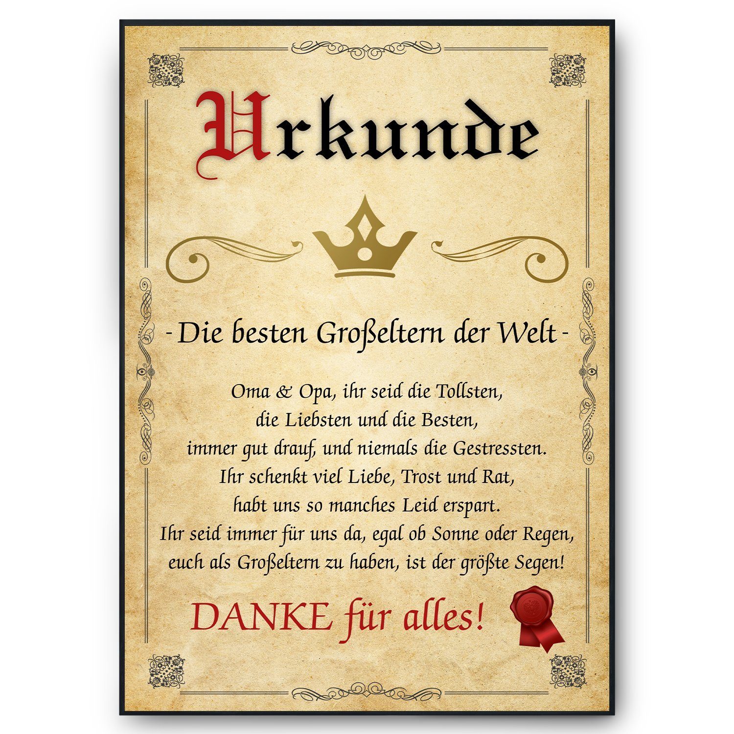 Tigerlino Poster Beste Großeltern Urkunde Geschenkidee Oma Opa Geschenk von günstig online kaufen