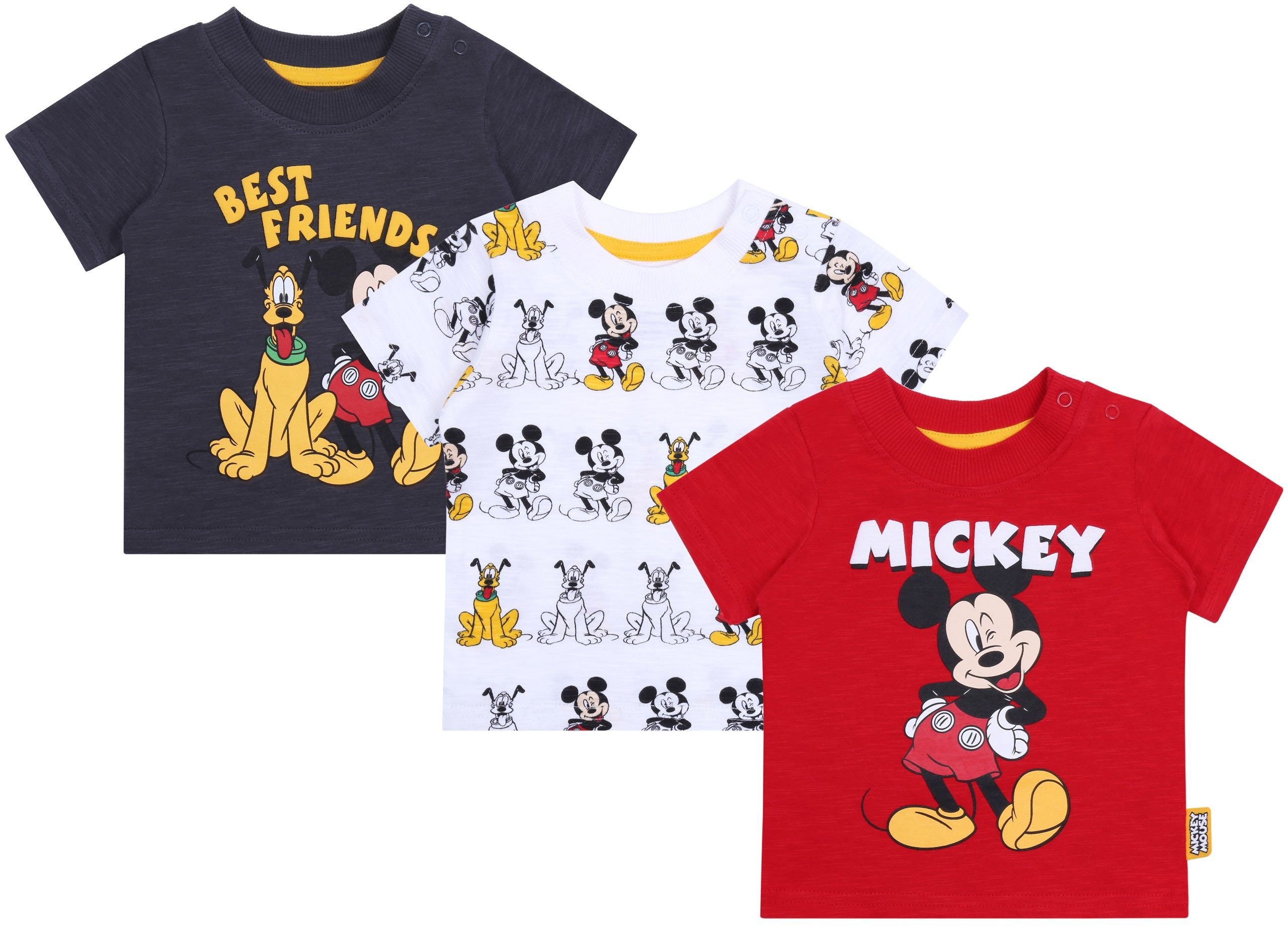 Sarcia.eu Kurzarmbluse 3x Grau-weiß-rote T-Shirts Mickey Mouse DISNEY 6-9 Monate