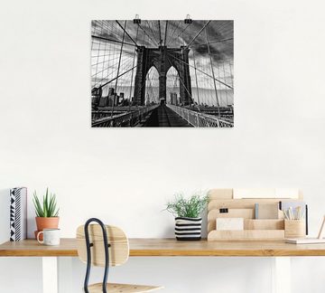 Artland Wandbild Brooklyn Bridge - schwarz/weiss, Brücken (1 St), als Alubild, Outdoorbild, Leinwandbild, Poster in verschied. Größen