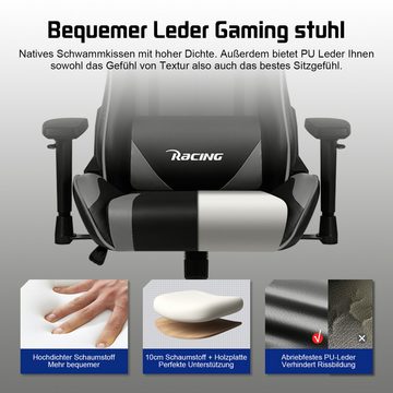 Lexzurn Gaming-Stuhl Gaming Stuhl, Bürostuhl Ergonomisch, Gaming Chair (mit verstellbaren Lendenkissen, Armlehne und Kopfstütze, Gamer Stuhl Bequeme Sitzkissen), Gaming Stuhl 150 kg belastbarkeit