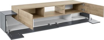 möbelando TV-Board Coro (BxHxT: 220x51x45 cm), in anthrazit matt/Oak mit 2 Türen und einem Einlegeboden