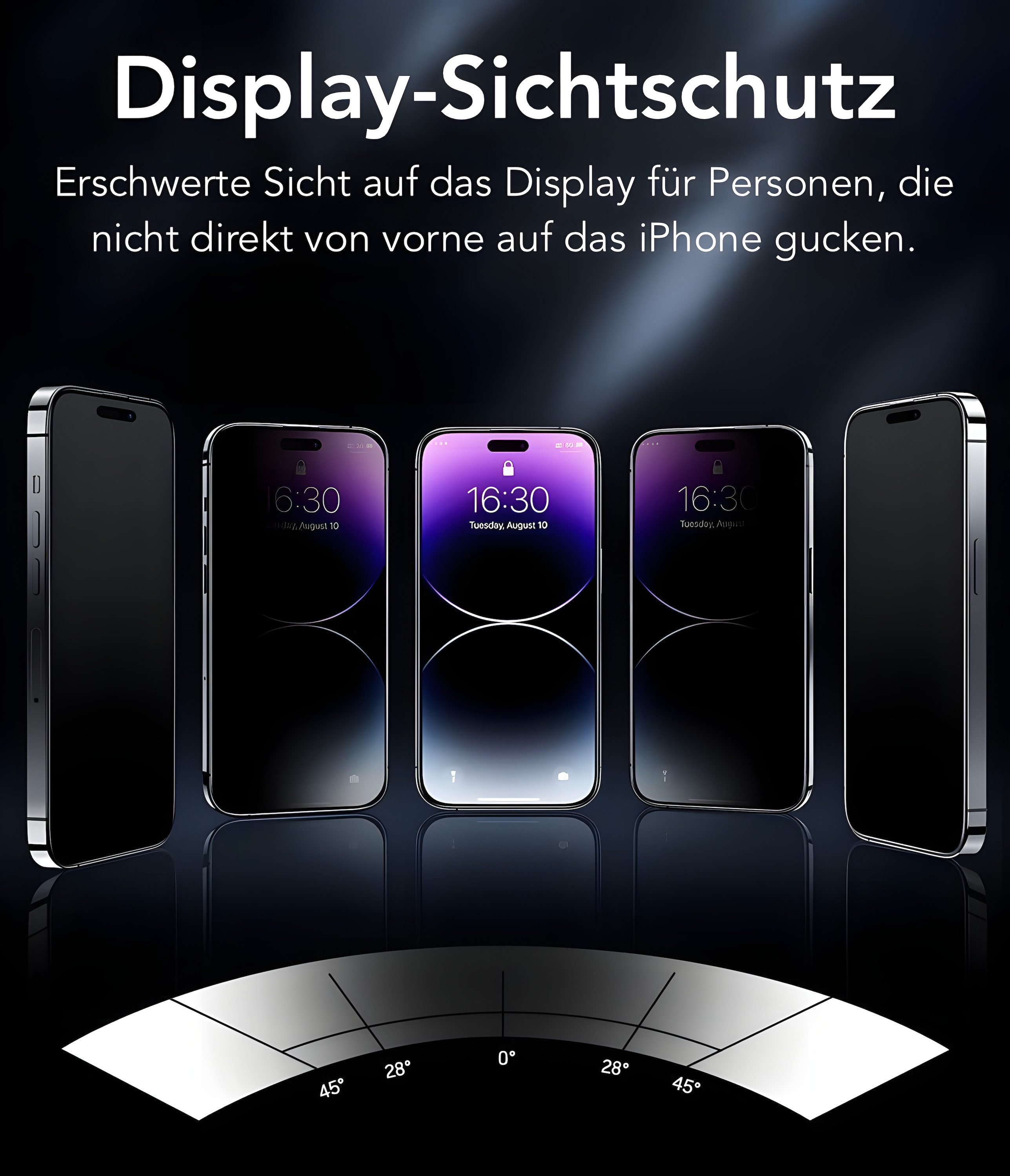 AVANA Schutzfolie Panzerglas für iPhone 17 Pro Max Sichtschutz Panzerfolie 9H Schutzglas, (2-St), Blickschutz, Anti-Spy Panzerfolie