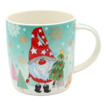 Dekohelden24 Becher Porzellan Weihnachts-Tassen - Wichtel - als 2er Set, Porzellan