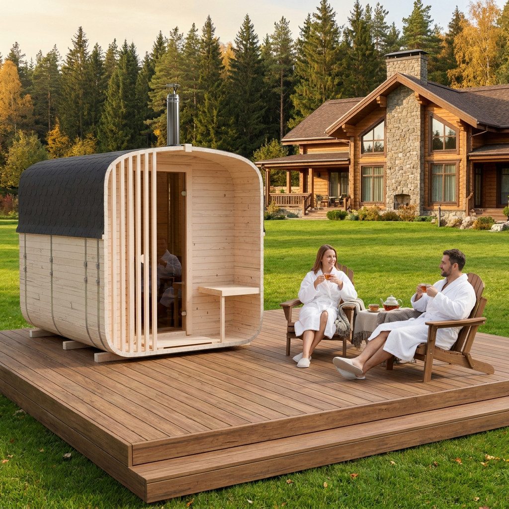AZSauna Fasssauna QUADRO 240x240x220cm AZSauna Modell 2QL – Bild 4 von 5