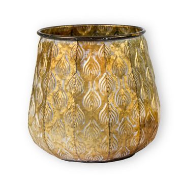 colourliving Blumentopf Pflanztopf Zinktopf Cauldron Serie Gold 3er-Set (3 St), langlebig, dekorativ, handbemalt