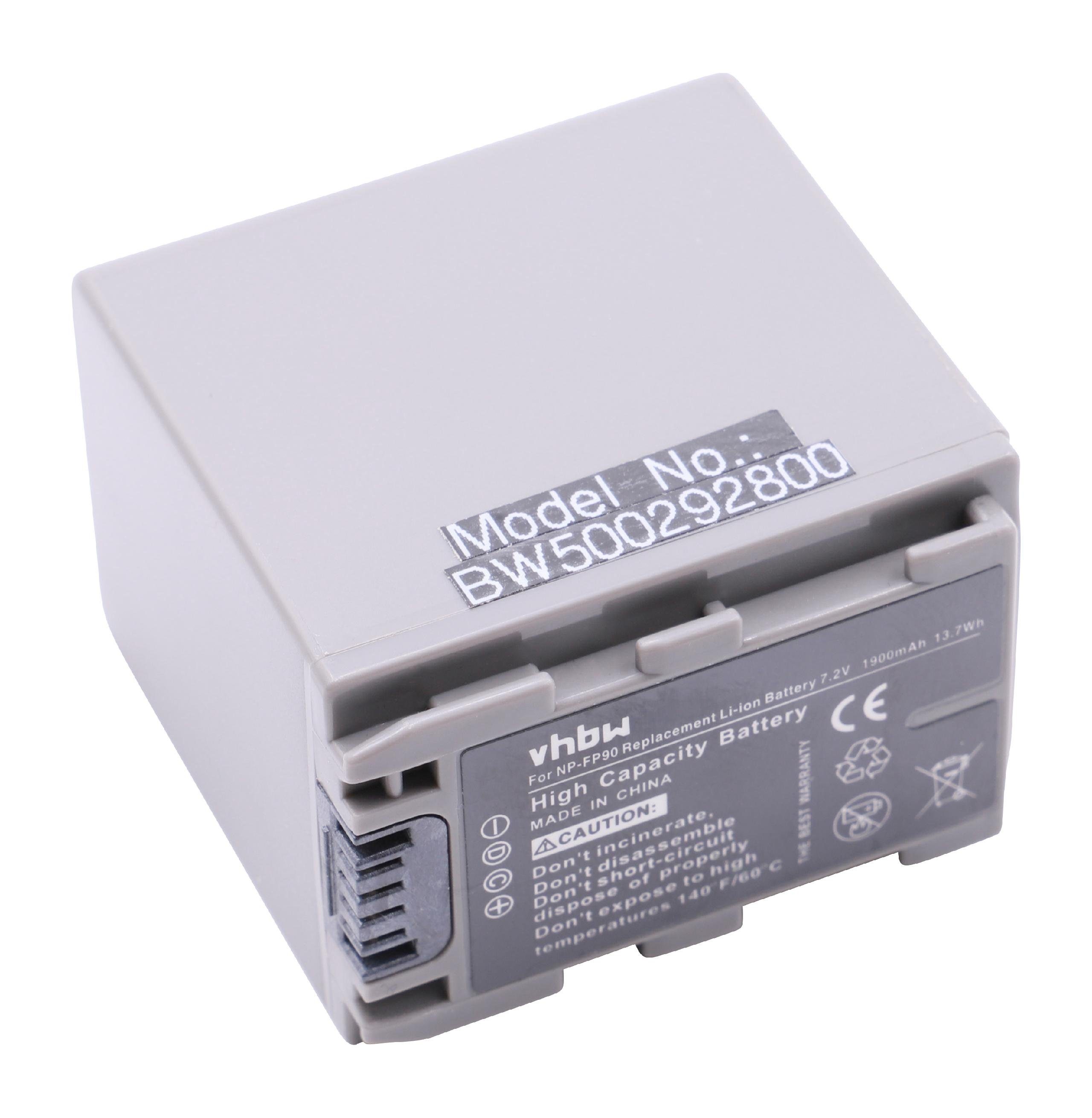 Li-Ion kompatibel (7,2 1900 DCR-DVD92, Serie mAh DCR-DVD Kamera-Akku Sony V) DCR-DVD905E, DCR-DVD92E vhbw mit