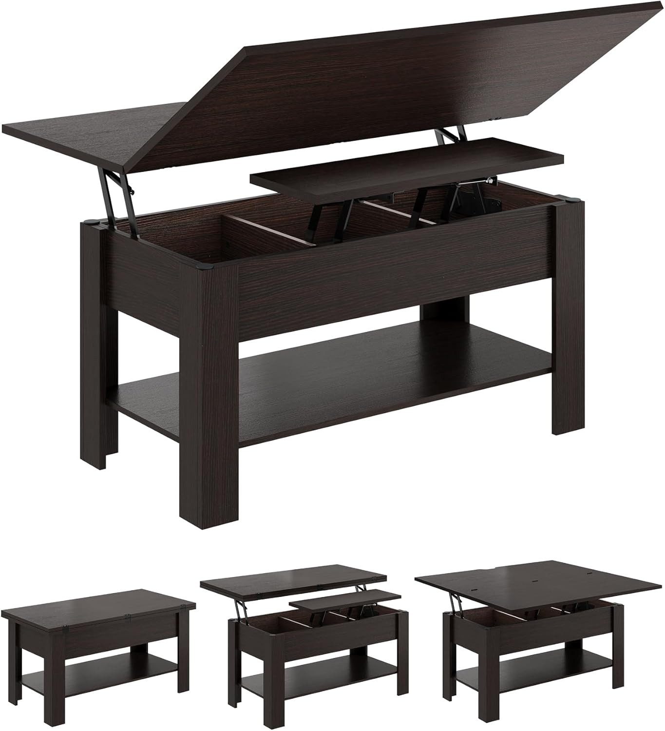 Aunfebrco Couchtisch 3-in-1-Multifunktionstisch mit Verstecktem Stauraum, günstig online kaufen