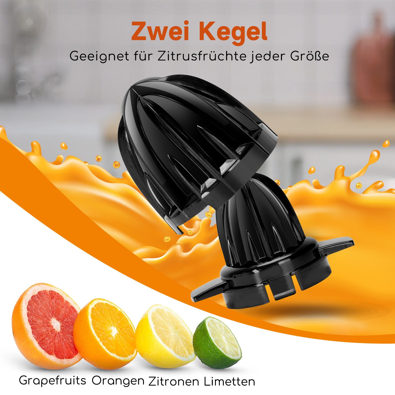 Aigostar Entsafter Saftpresse Elektrisch 2 Kegel, Orangenpresse, Zitruspresse, 40,00 W, Hohe Saftausbeute, Tropfsicherer Auslauf, 100% reiner Saft, BPA-frei