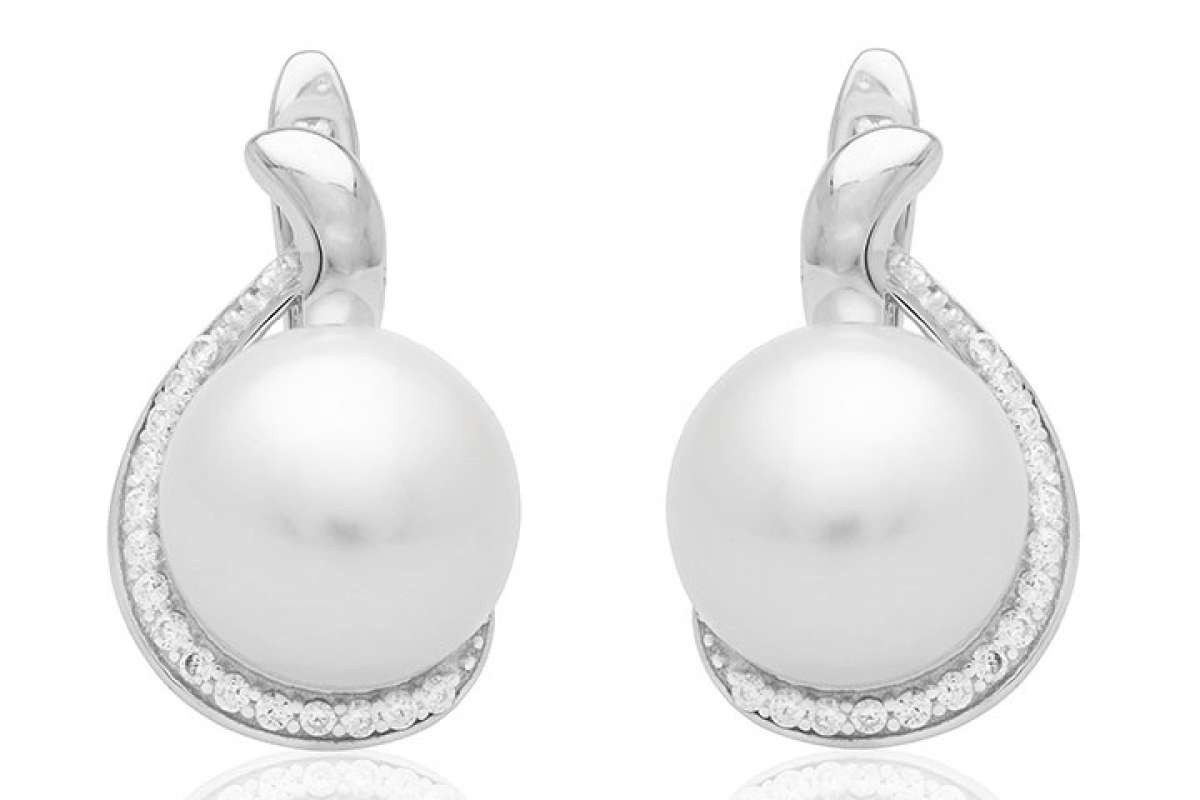 Gaura Pearls Серьги из бисера Elegant weiß rund 10-10.5 mm, echte Süßwasserzuchtperle