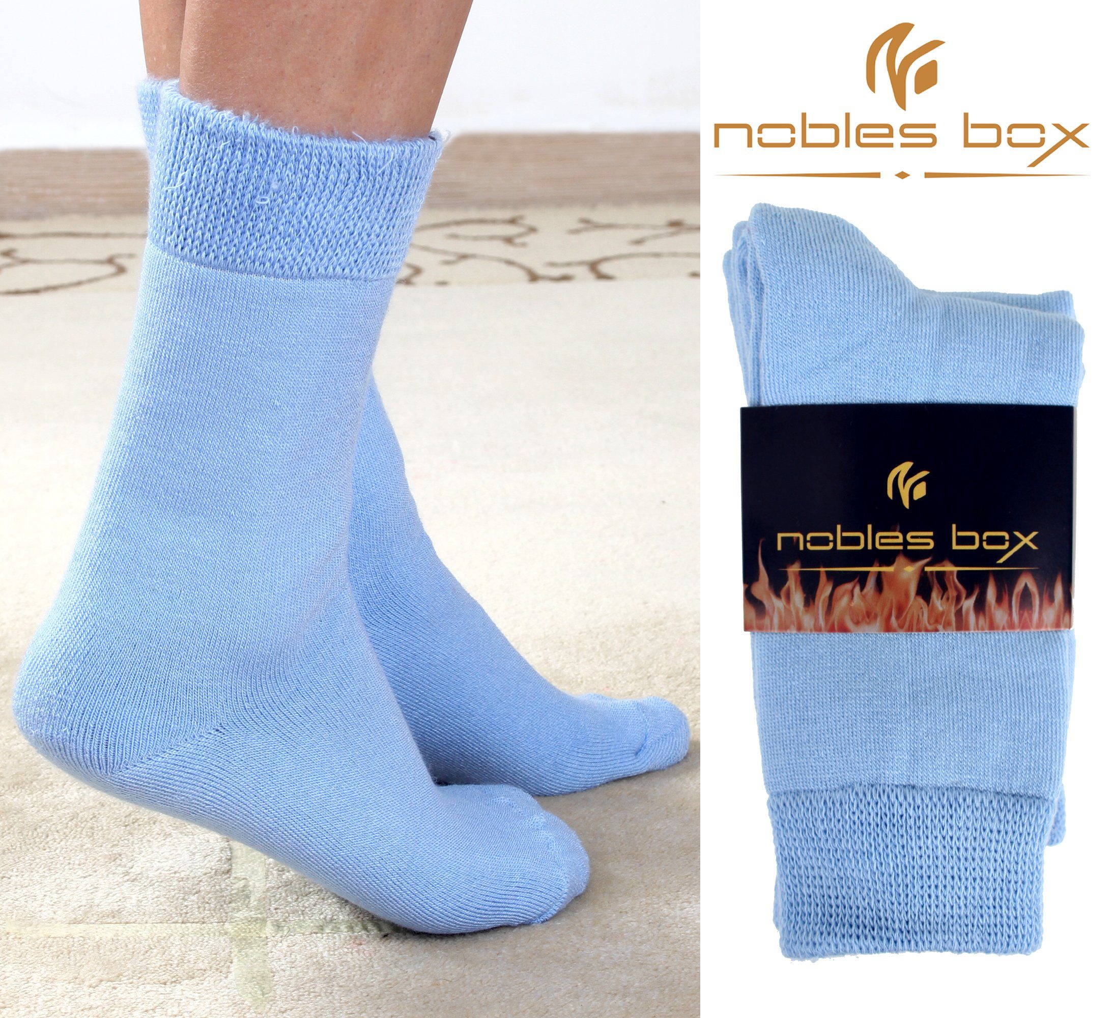 NoblesBox Thermosocken Damen Warme 37-40 2-Paar, Blau Socken, Arbeitssocken Wintersocken Damen Größe) Damen EU (Beutel