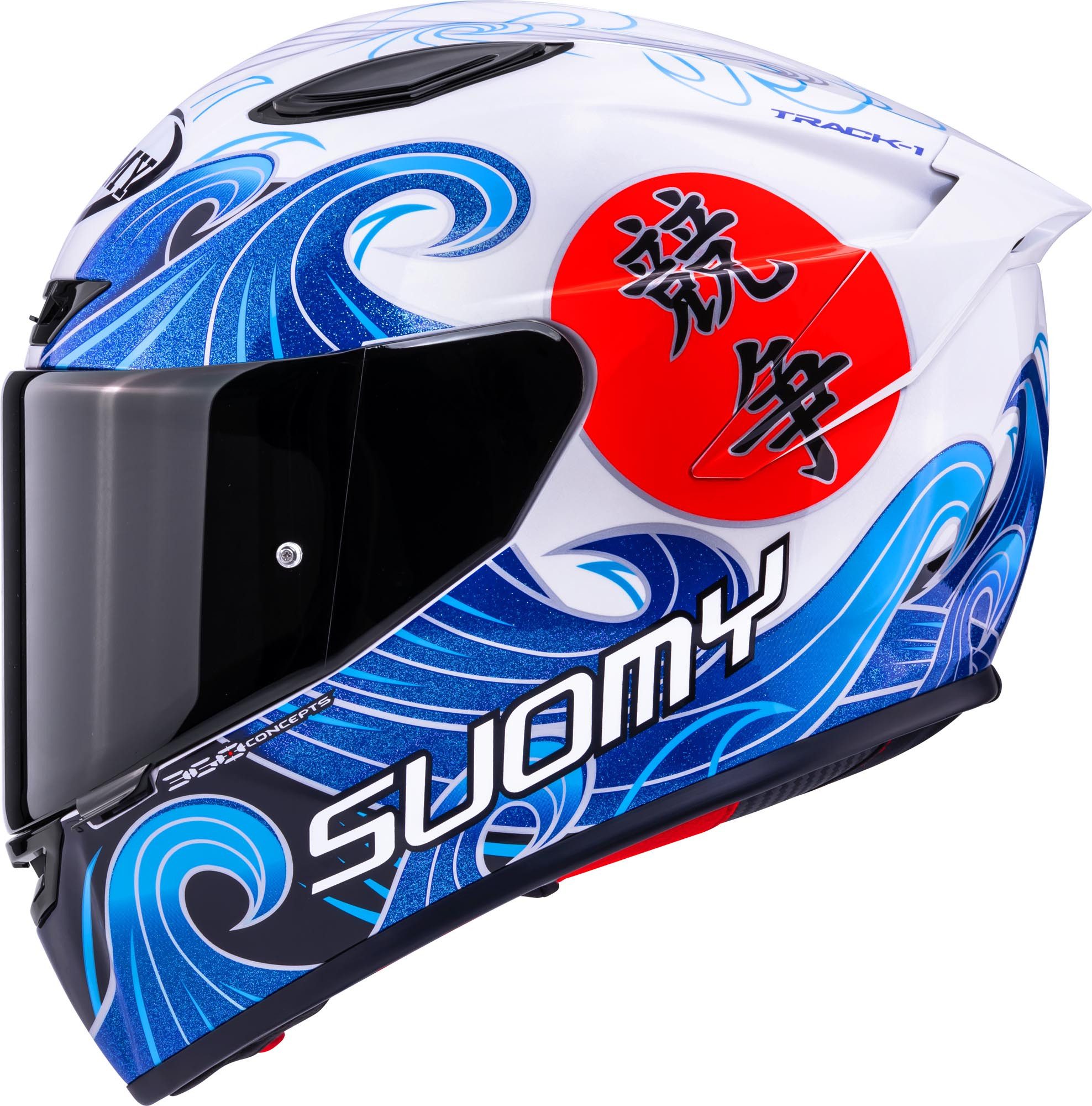 Suomy Motorradhelm Track-1 Waves Helm, antifog beschichtet,Notfallsystem-Polsterung (EQRS),geeignet für