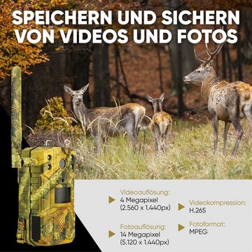 LUVISION LV-G-2042 Überwachungskamera (Außenbereich, 4G LTE Wildkamera Kamera Wild Jagdkamera SIM-Karte App Bildübertragung, 14 Megapixel, IR-LEDs mit 850nm, PIR-Sensors, Mikrofon, deutsche App)