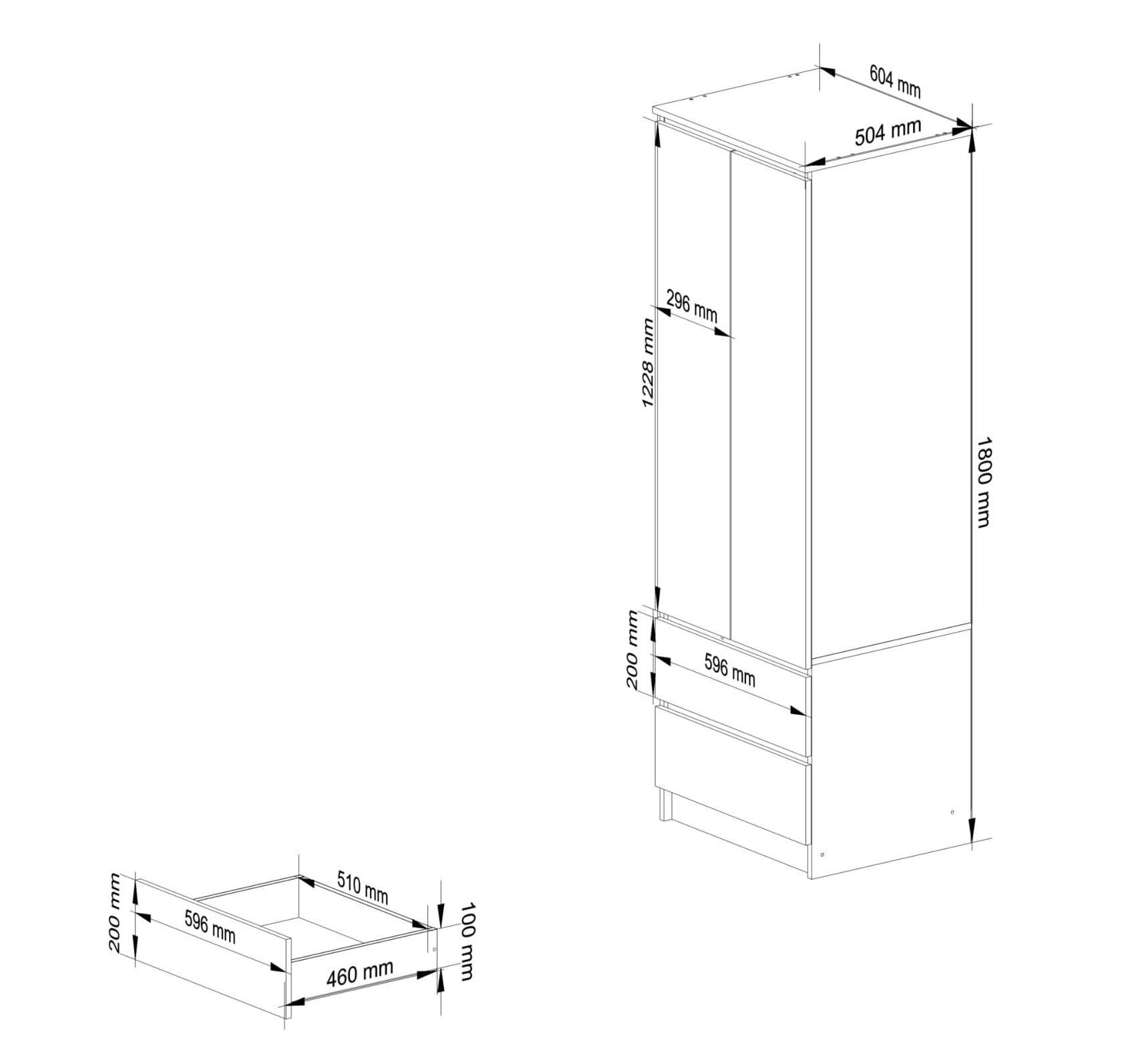 Raumhirsch Furniture Kleiderschrank - Optimale Stauraumlösung - Schlafzimmerschrank Robuste Laminatplatte, Maße: 180 x 120 x 50 cm, Soft-Close