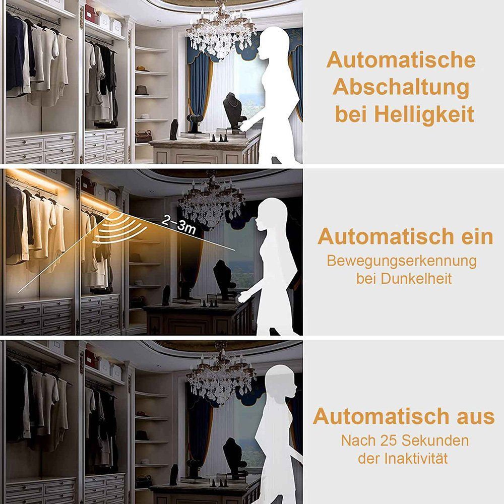 MUPOO LED Stripe Lichtstreifen Bewegungsmelder, USB-/Batteriebetrieben Stre günstig online kaufen