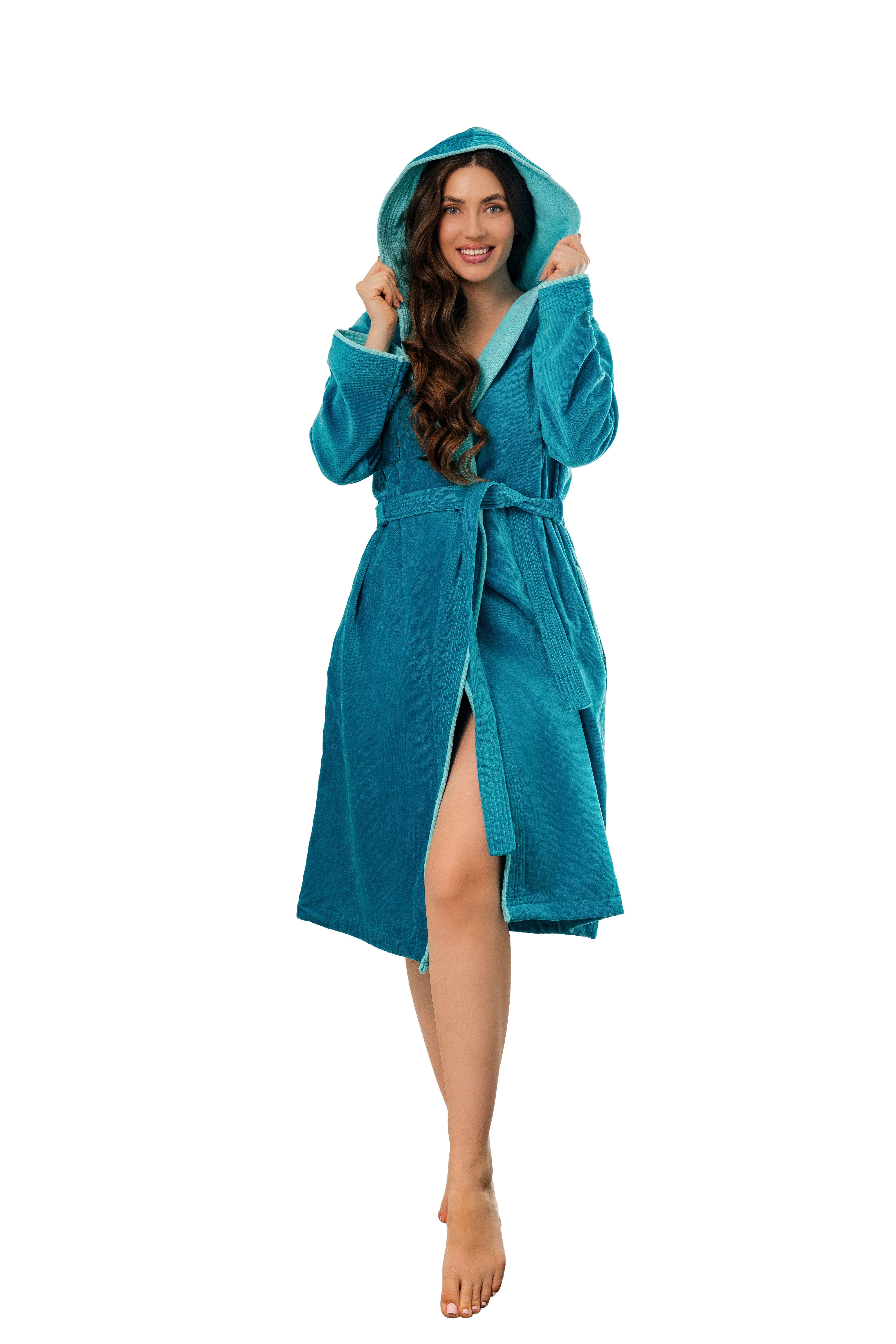 KLASBROOK Damenbademantel Lina, Kapuze, mit Kapuze aus 100% Baumwolle, Tasc günstig online kaufen