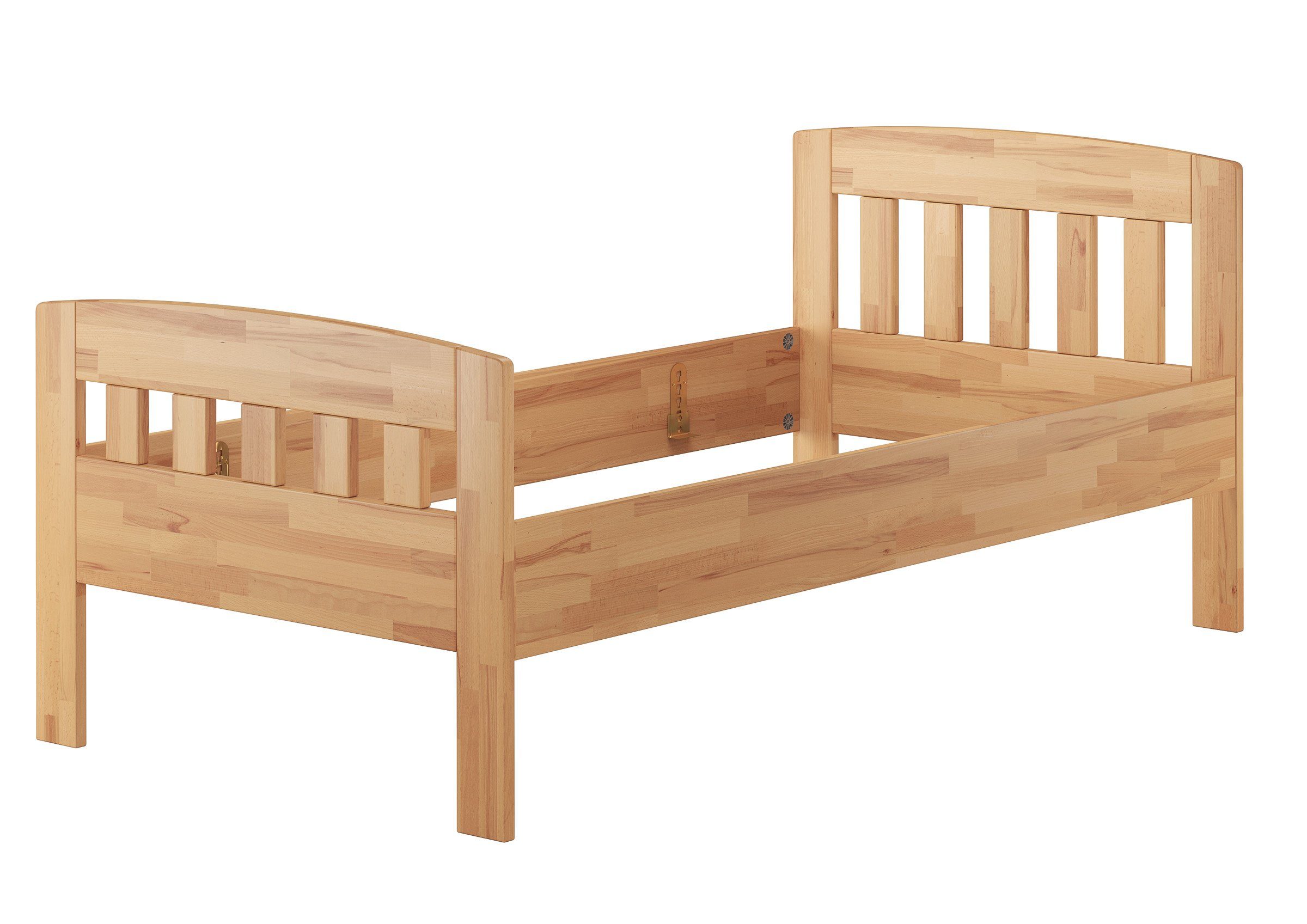 ERST-HOLZ Bett Seniorenbett Einzelbett Gästebett Buche massiv 100x200 Zeitlos, Buchefarblos lackiert