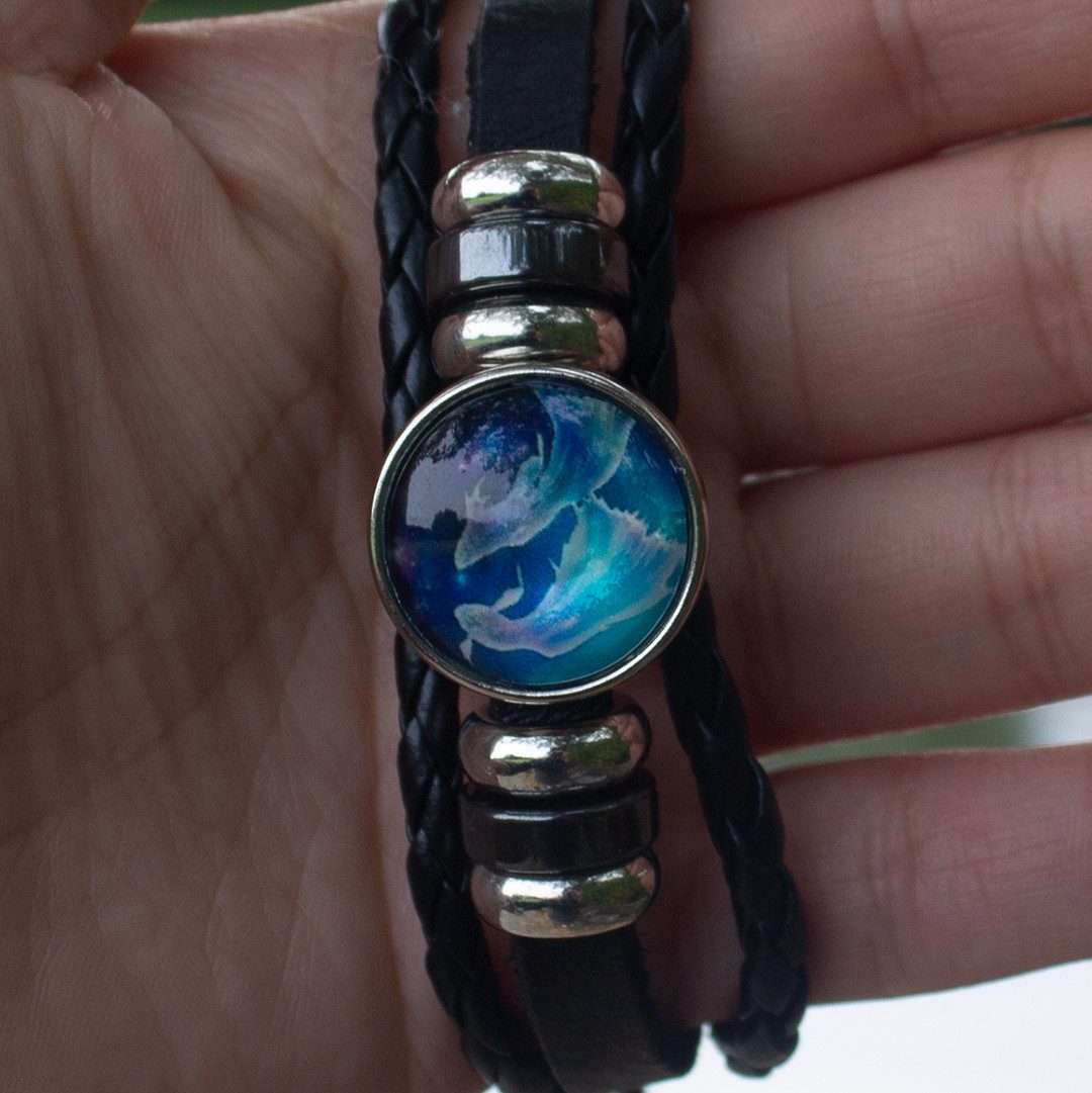 Stelby Armband mit Gravur Sternzeichen Fische mit 3D Gravur im Glas (Weihnachtsgeschenk, Geburtstagsgeschenk, Valentinstaggeschenk, modern, minimalistisch), langlebig, pflegeleicht, unisex