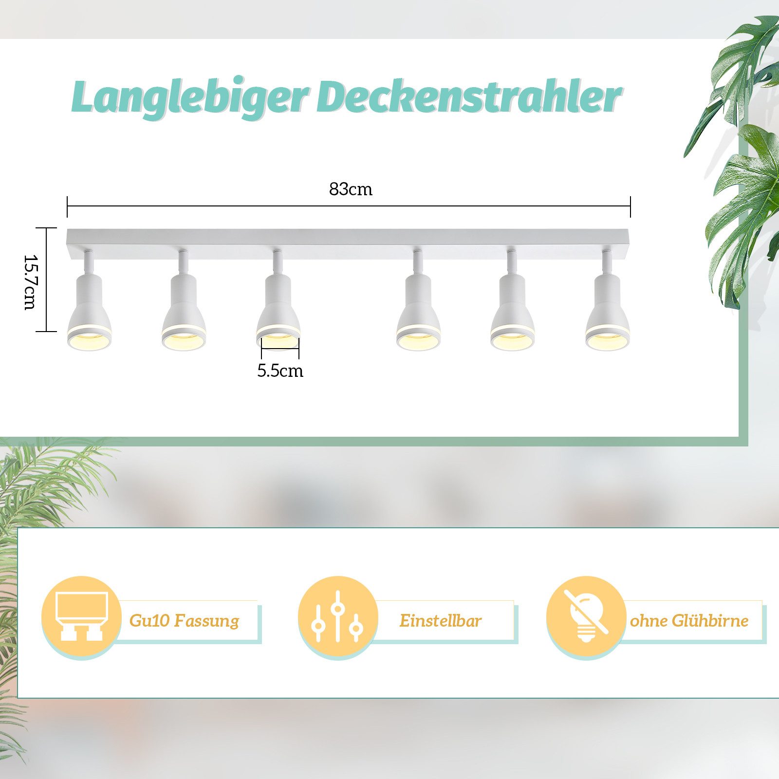ZMH Deckenstrahler 6-Flammig Küche Modern Deckenleuchte GU10 für Flur Wohnz günstig online kaufen