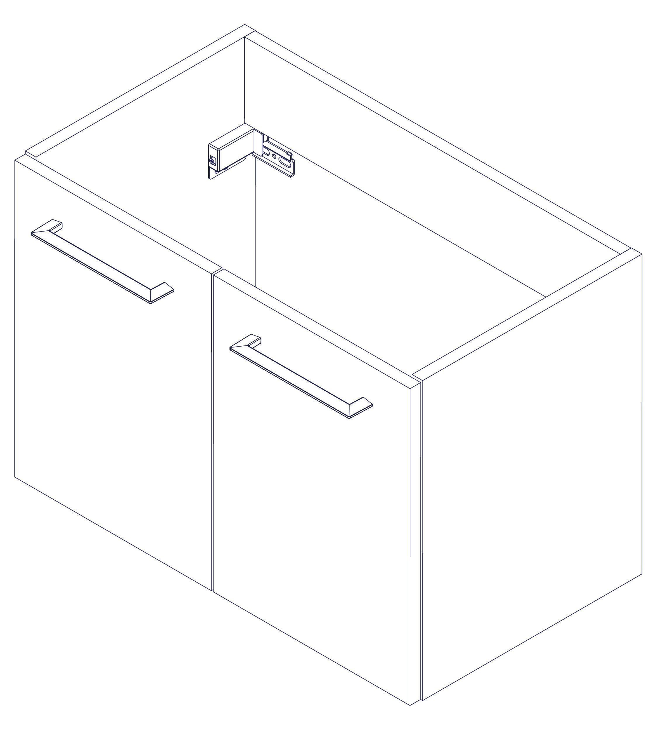 FACKELMANN Waschbeckenunterschrank Lima Waschtischunterschrank 60cm  Korpusfarbe: Steinesche Frontfarbe: