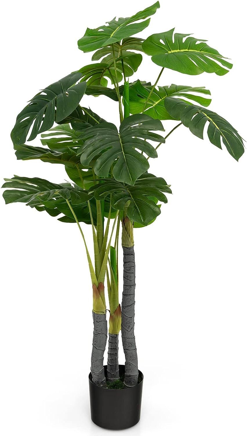 Kunstpflanze Monstera-Baum, KOMFOTTEU, Höhe Blättern großen 120 mit 20 cm