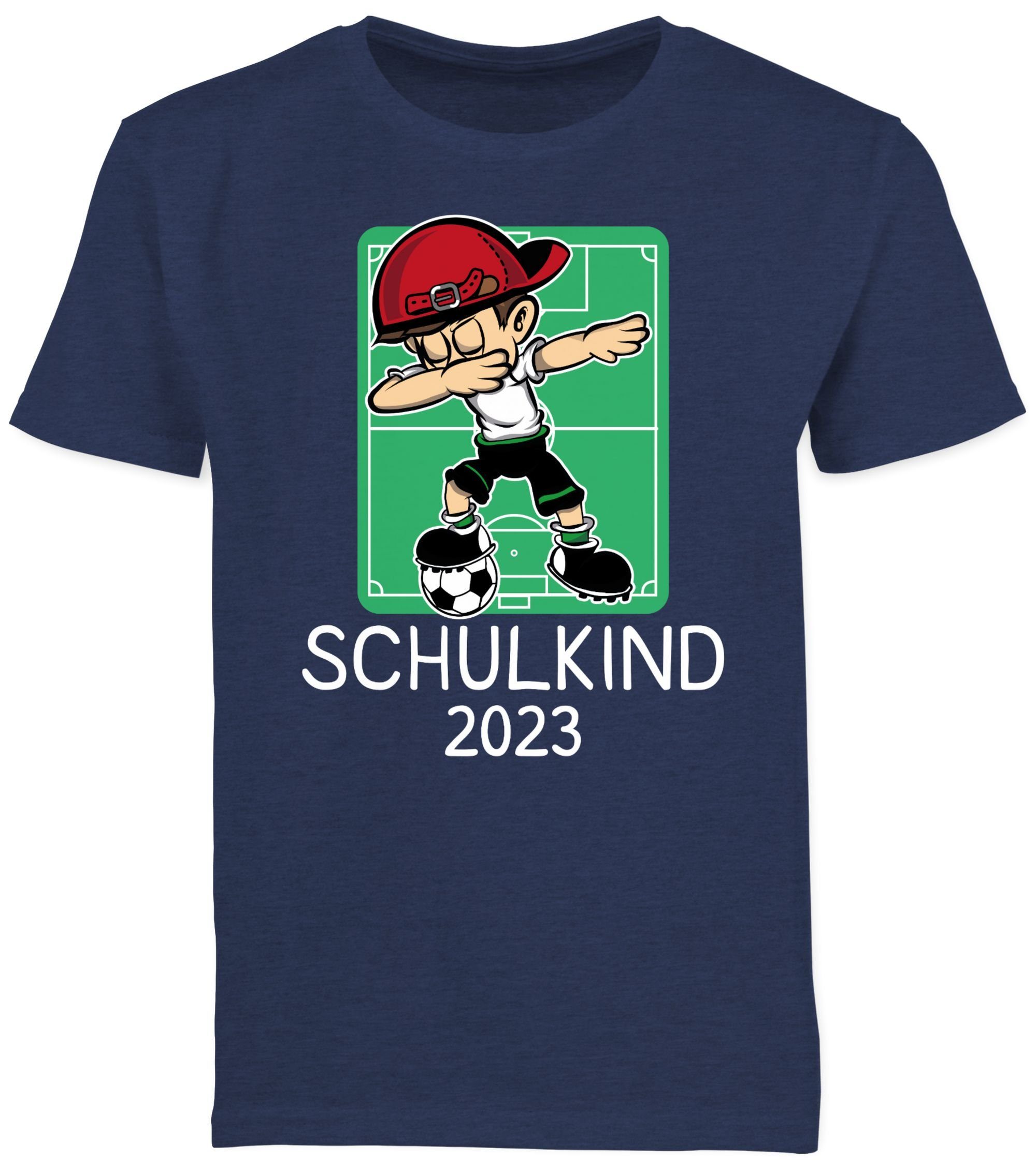 Dunkelblau Shirtracer 2 Fußball - T-Shirt Schulanfang Meliert weiß Junge Schulkind 2023 Geschenke Einschulung