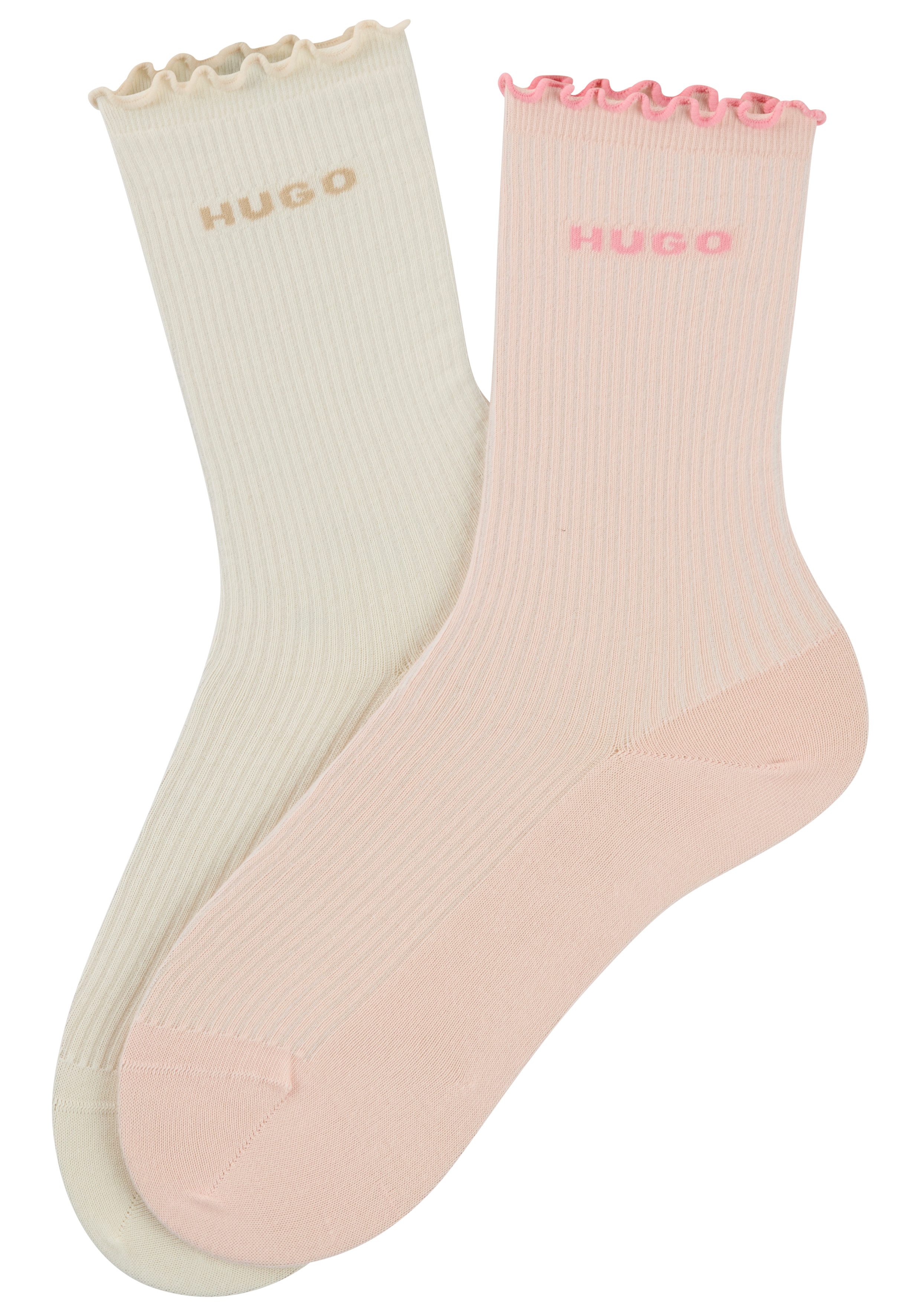 HUGO Basicsocken 2P RS LETTUCE CC W (2-Paar) Bund leicht gekräuselt