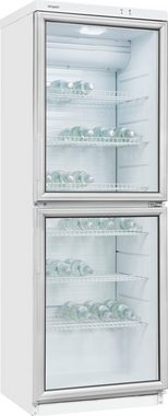 exquisit Getränkekühlschrank GKS350-2-GT-280D weiss, 173 cm hoch, 60 cm breit, 320 L Volumen, Getränkekühlschrank mit Glastür, LED