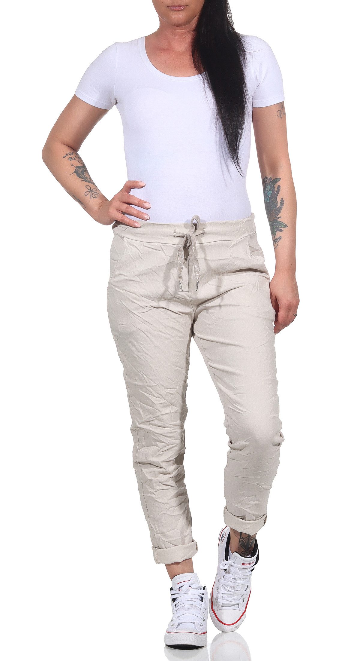 CLEO STYLE Jogginghose Damen Jogginghose 8115 36-40 Beige – Bild 3 von 5