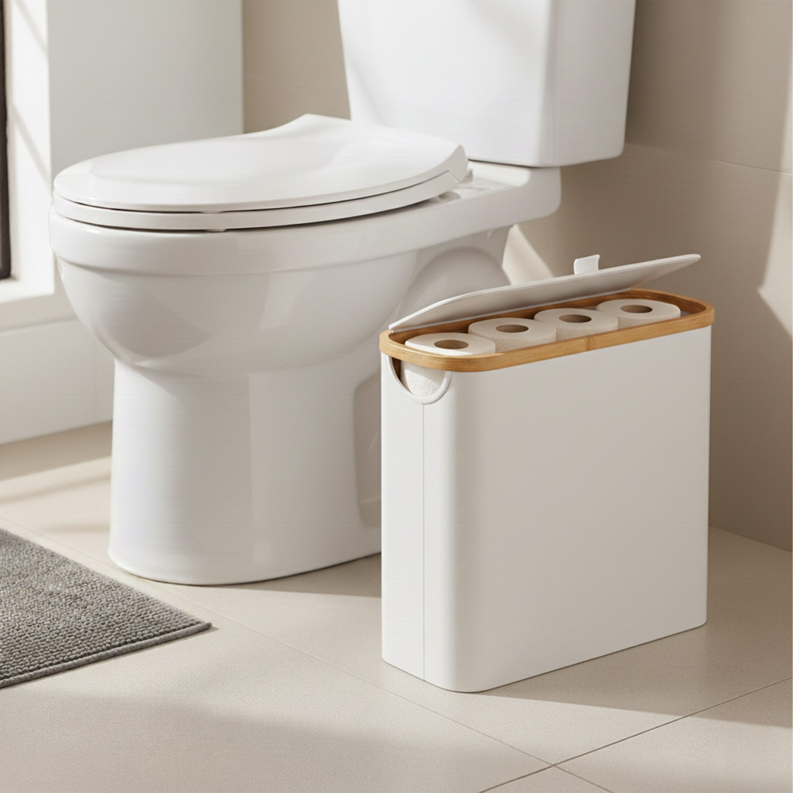relaxdays Toiletten-Ersatzrollenhalter Toilettenpapier Aufbewahrung 12 Rollen (1-St), weiß – Bild 5 von 5