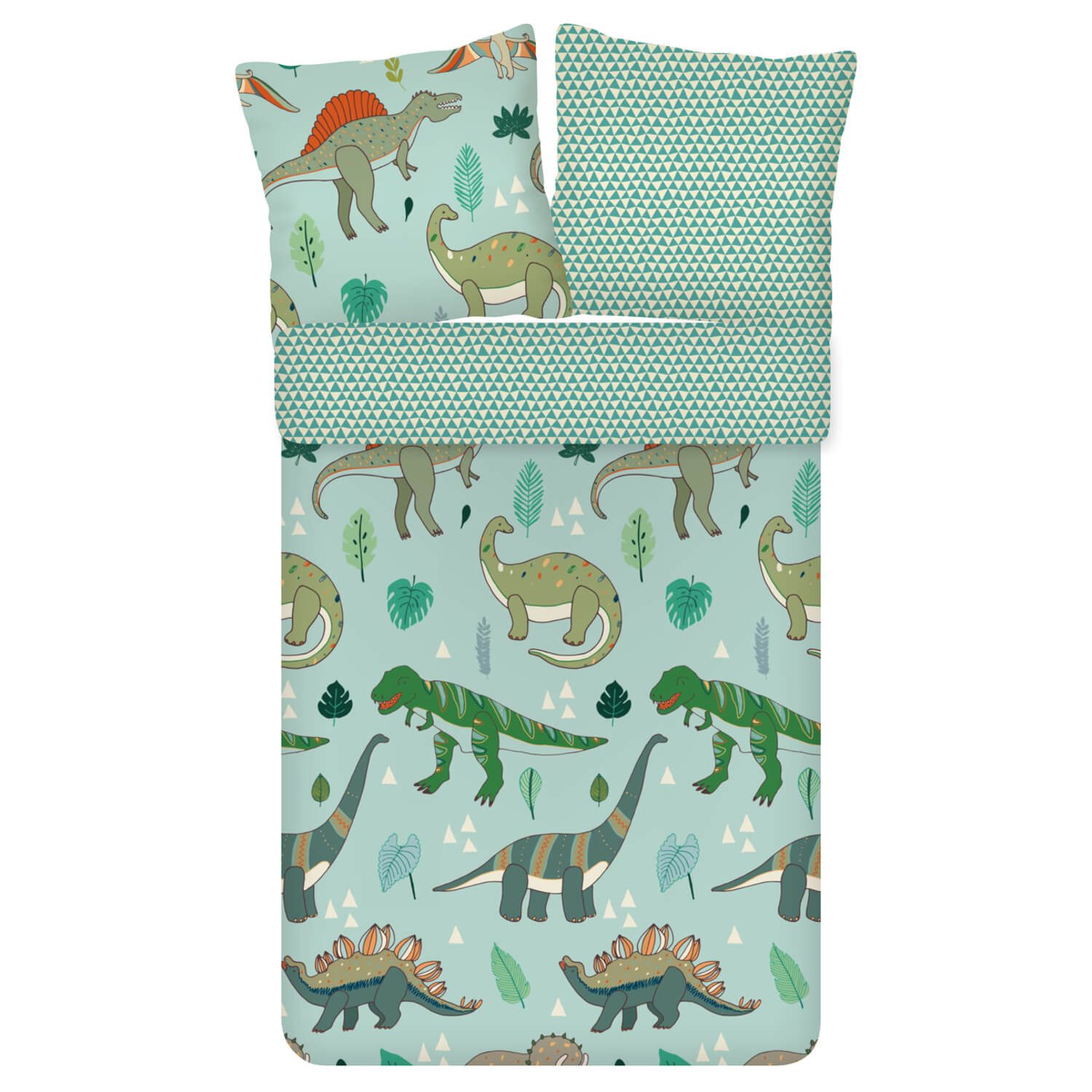 ESPiCO Kinderbettwäsche Dinozeit Trendy Bedding, Renforcé, 2 teilig, Urzeit, Tyrannosaurus Rex, Brachiosaurus, Stegosaurus