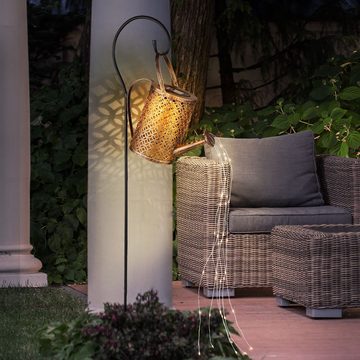 Globo LED Solarleuchte, LED-Leuchtmittel fest verbaut, Warmweiß, Solar Steckleuchte Gießkanne Außen Gartenlampe im Gießkannen Design