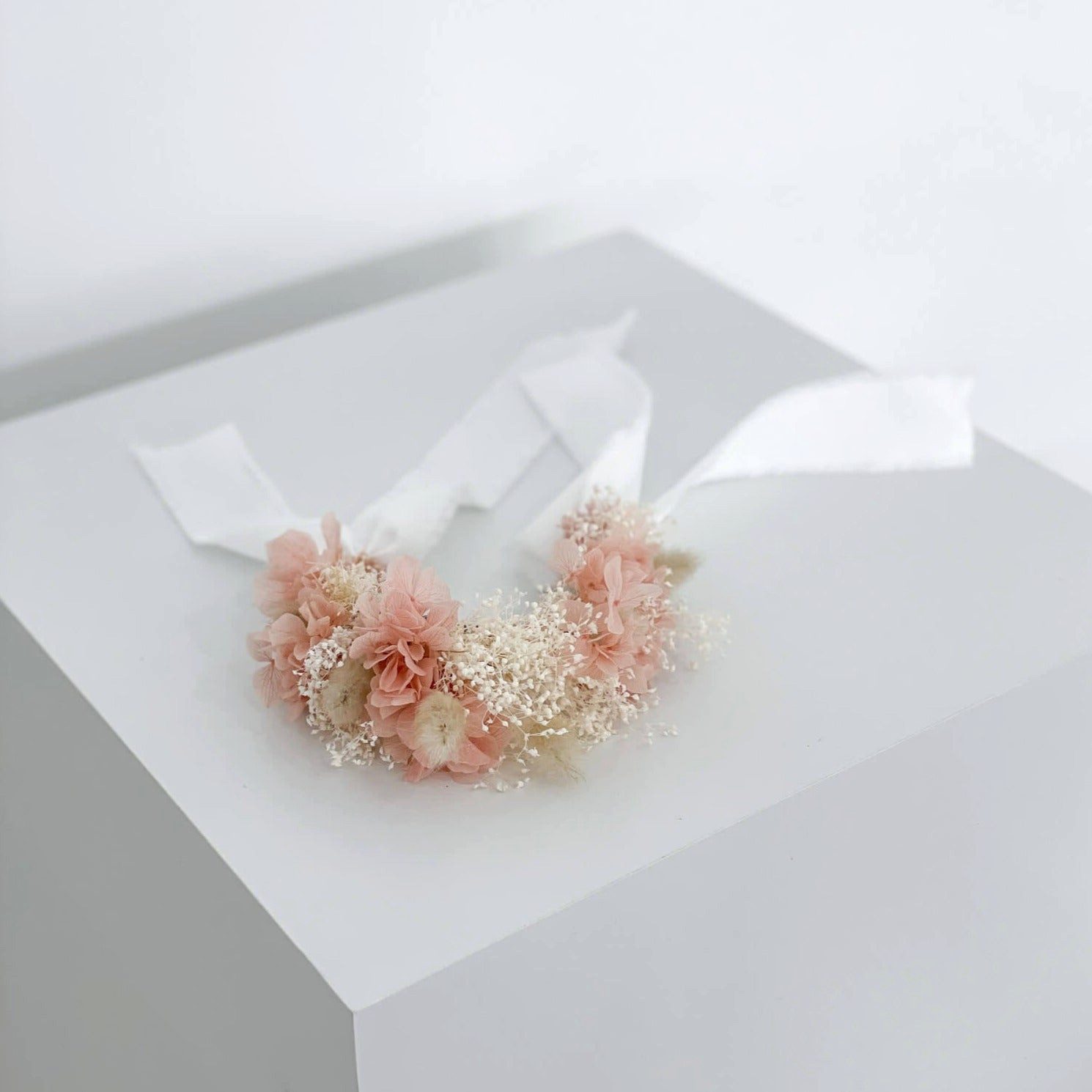 Trockenblume Armband Trockenblumen rosa mit Hortensie und Schleierkraut, LYKKE & You