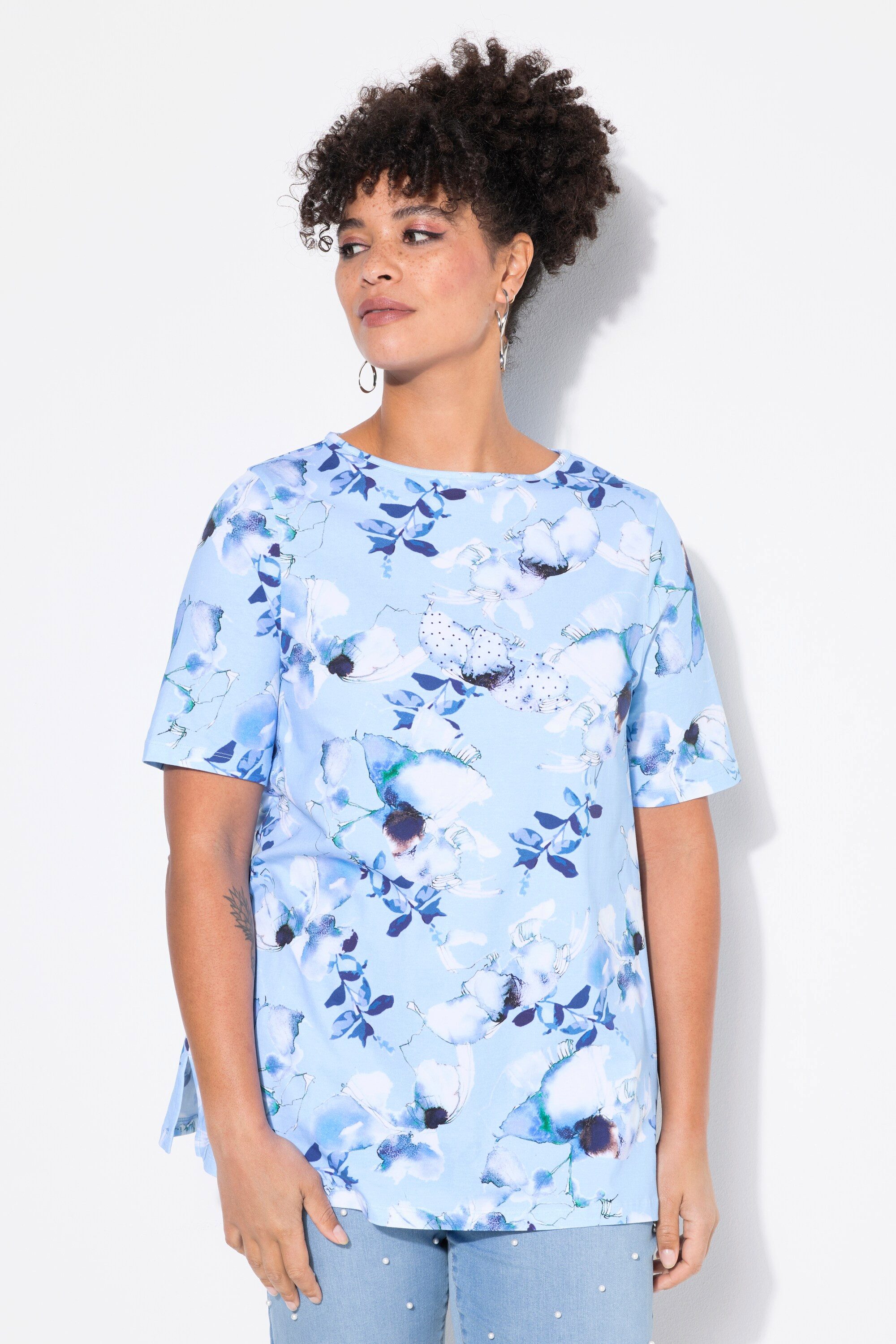 T-Shirt T-Shirt A-Linie Blumendruck