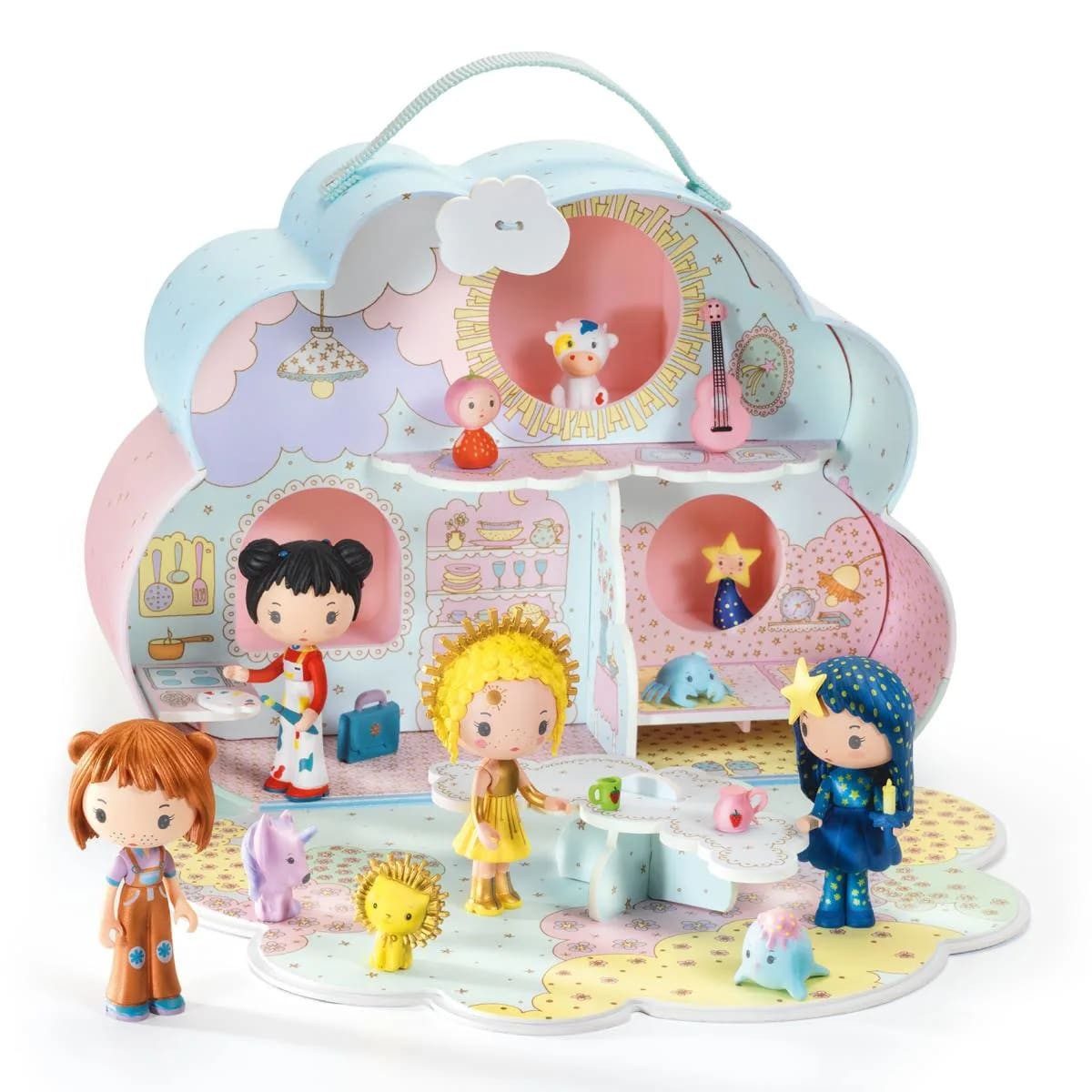 DJECO Puppenhaus Djeco Kinderspielzeug, Puppenhaus, Dollhouse - Tinyly: Sunny & Mia, Haus