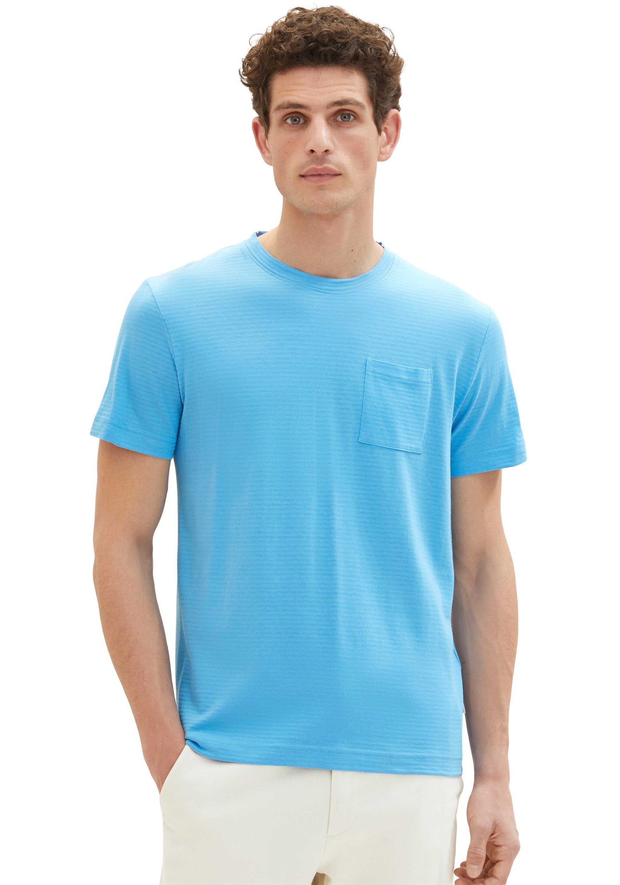 TOM TAILOR T-Shirt Meliert Optik rainy sky blue