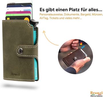 Bronzi Geldbörse (Herren Groß Vintage Leder Geldbörse, Herren Portemonnaie mit RFID Schutz), mit Geschenkbox - Italienische Geldbeutel Herren, Slim