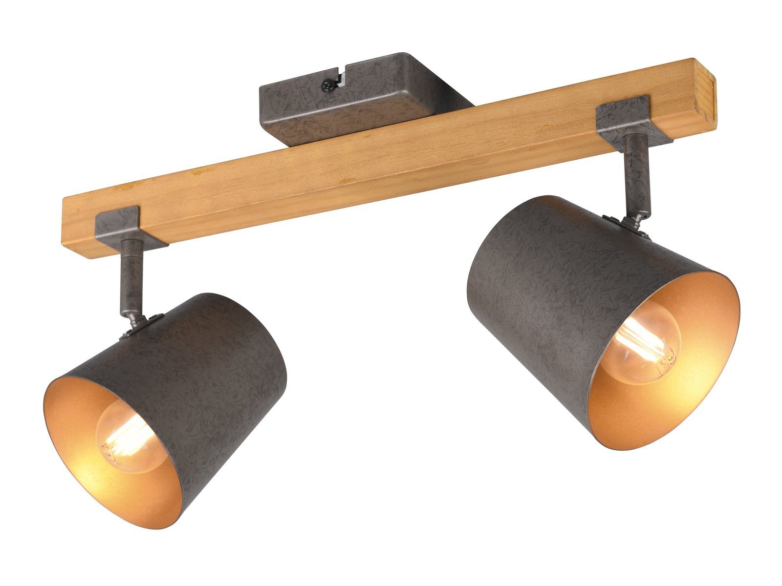 TRIO Leuchten LED Deckenstrahler, Dimmfunktion, LED wechselbar, Warmweiß, ausgefallene Decke-nleuchten Holz-lampe Industrial Style Breite 42,5cm