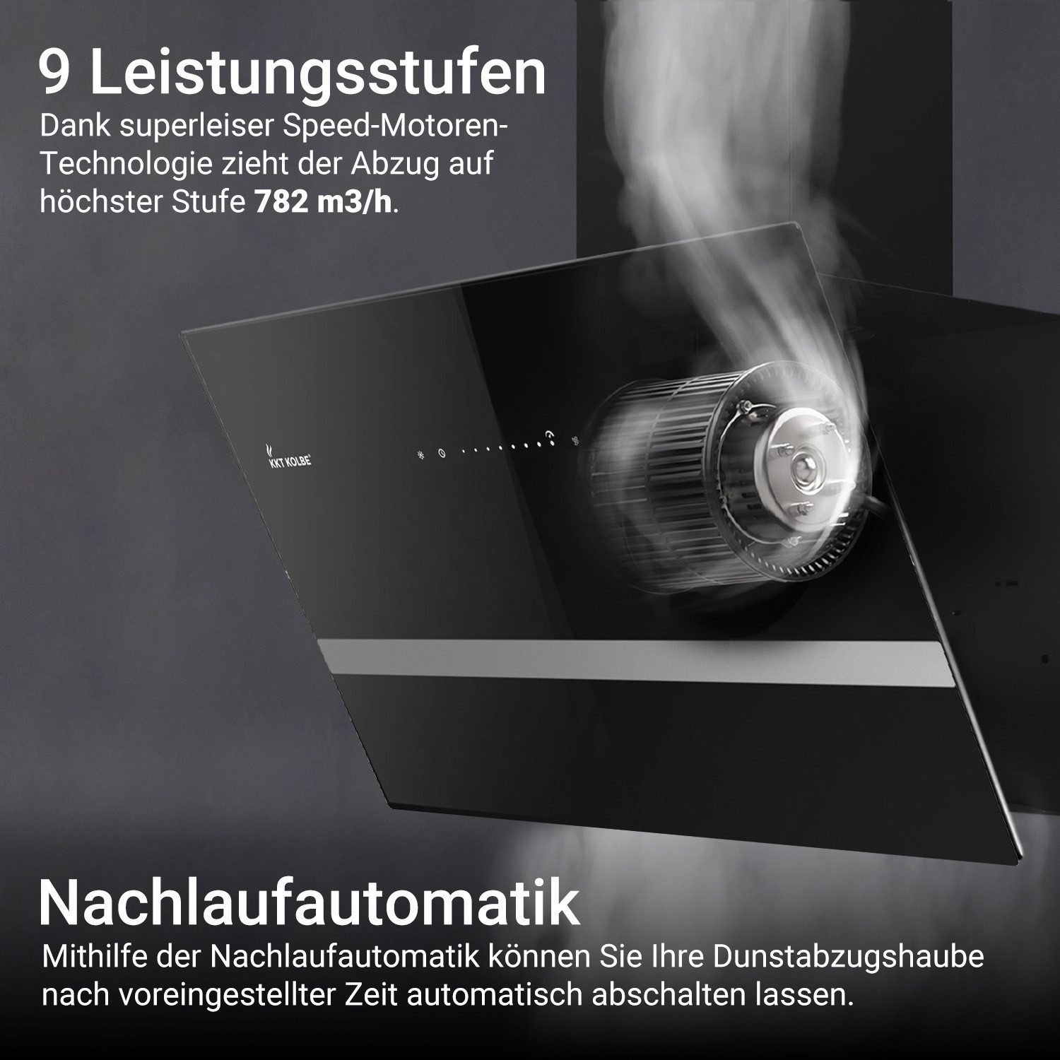 KKT KOLBE Wandhaube Dunstabzugshaube 80cm EASY8005SM RGBW Ambientebeleuchtung Abzugshaube / Abluft / 80cm / Schwarz / Glas / LED / Smarte WiFi-App – Bild 4 von 5